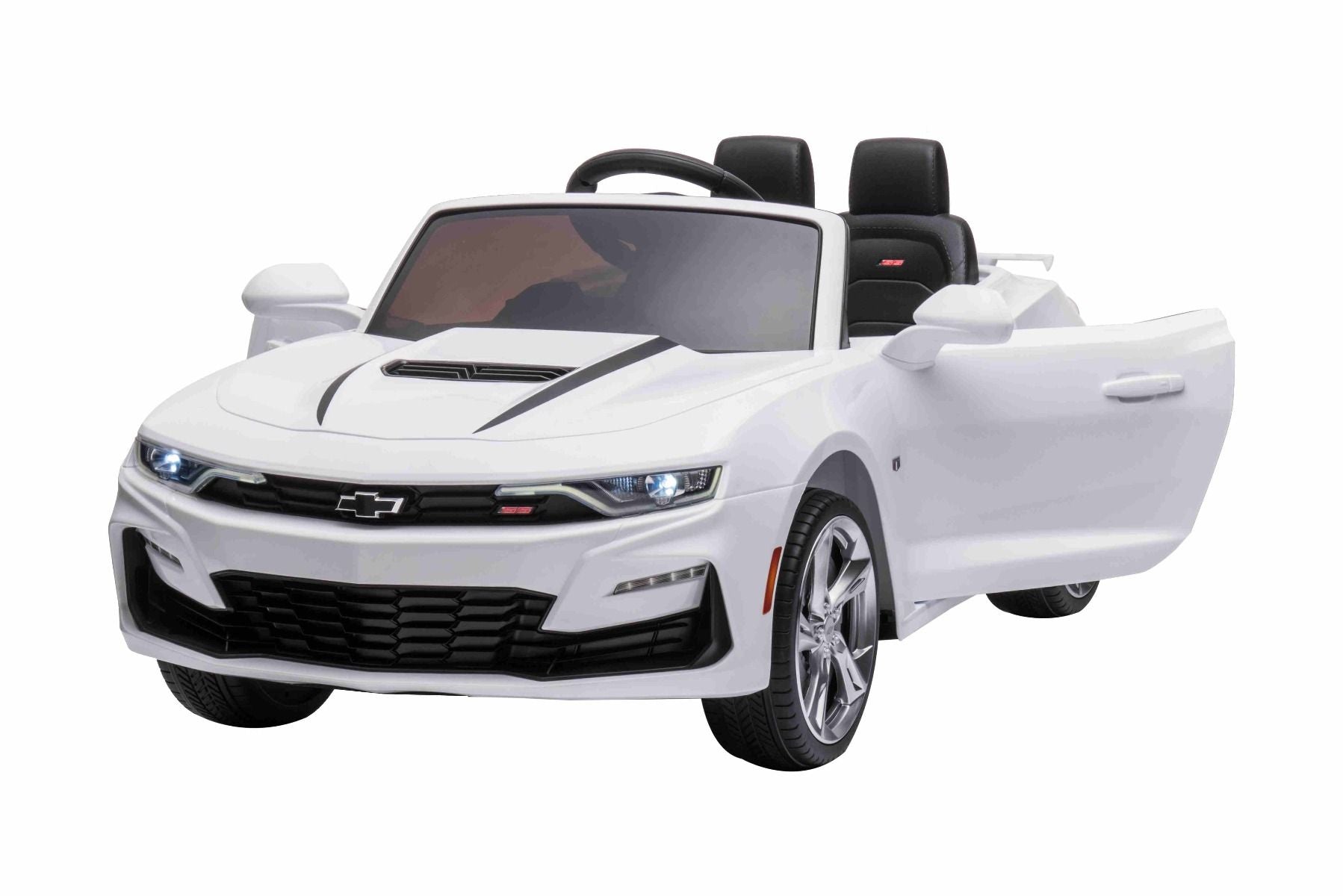 Voiture électrique enfants 12V Chevrolet Camaro, blanche, moteur 2x 35 W, avec télécommande 2,4 Ghz