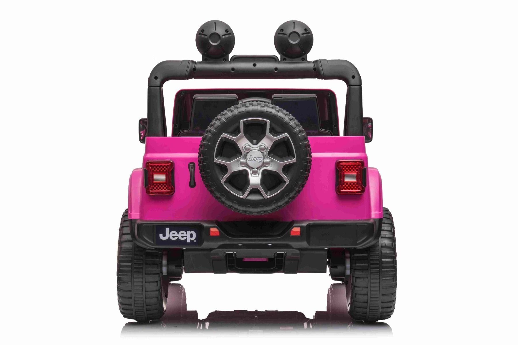 4x4 Voiture électrique pour enfants 12V JEEP Wrangler, Rose, Siège double en similicuir, Radio avec entrée Bluetooth et USB, Transmission 4x4, Batterie au lithium, Roues EVA, Essieux de suspension, Télécommande 2,4 GHz, Licence