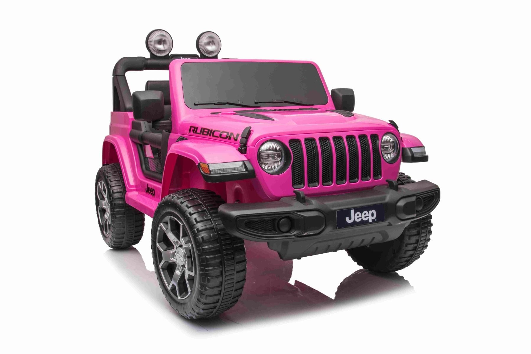 4x4 Voiture électrique pour enfants 12V JEEP Wrangler, Rose, Siège double en similicuir, Radio avec entrée Bluetooth et USB, Transmission 4x4, Batterie au lithium, Roues EVA, Essieux de suspension, Télécommande 2,4 GHz, Licence