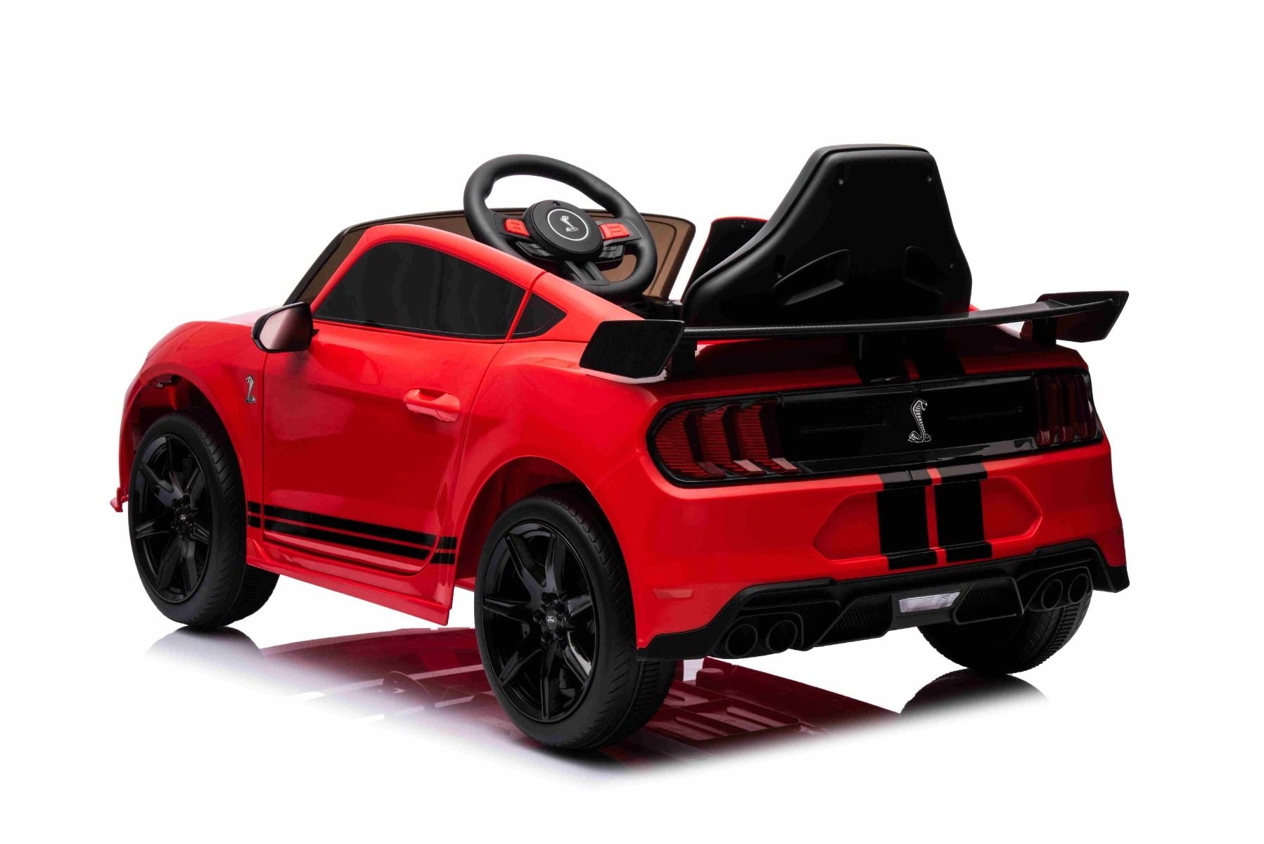 Voiture électrique à conducteur porté Ford Shelby Mustang GT 500 Cobra, Rouge, Télécommande 2,4 GHz, Entrée USB, Lumières LED, Moteur 2 x 30W, Licence ORIGINALE