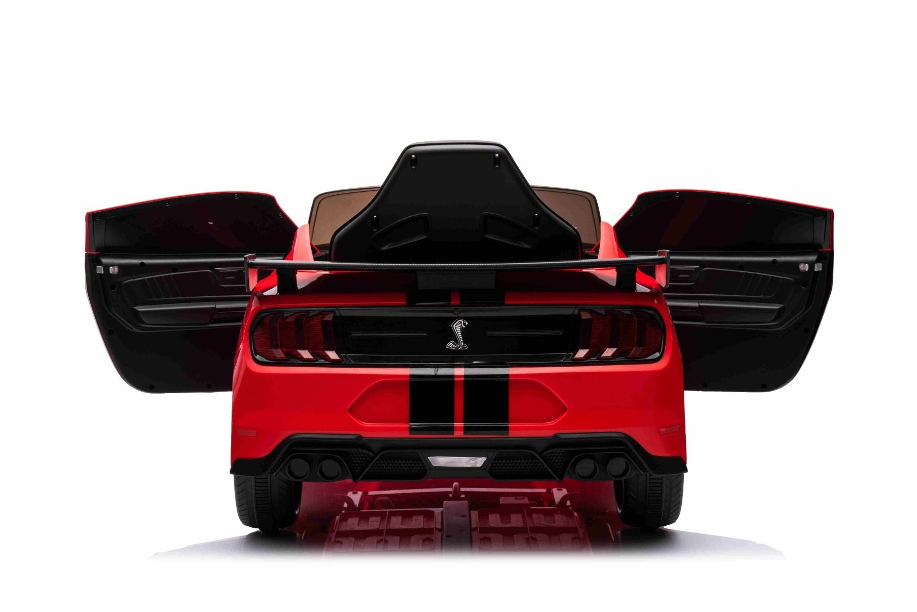 Voiture électrique à conducteur porté Ford Shelby Mustang GT 500 Cobra, Rouge, Télécommande 2,4 GHz, Entrée USB, Lumières LED, Moteur 2 x 30W, Licence ORIGINALE