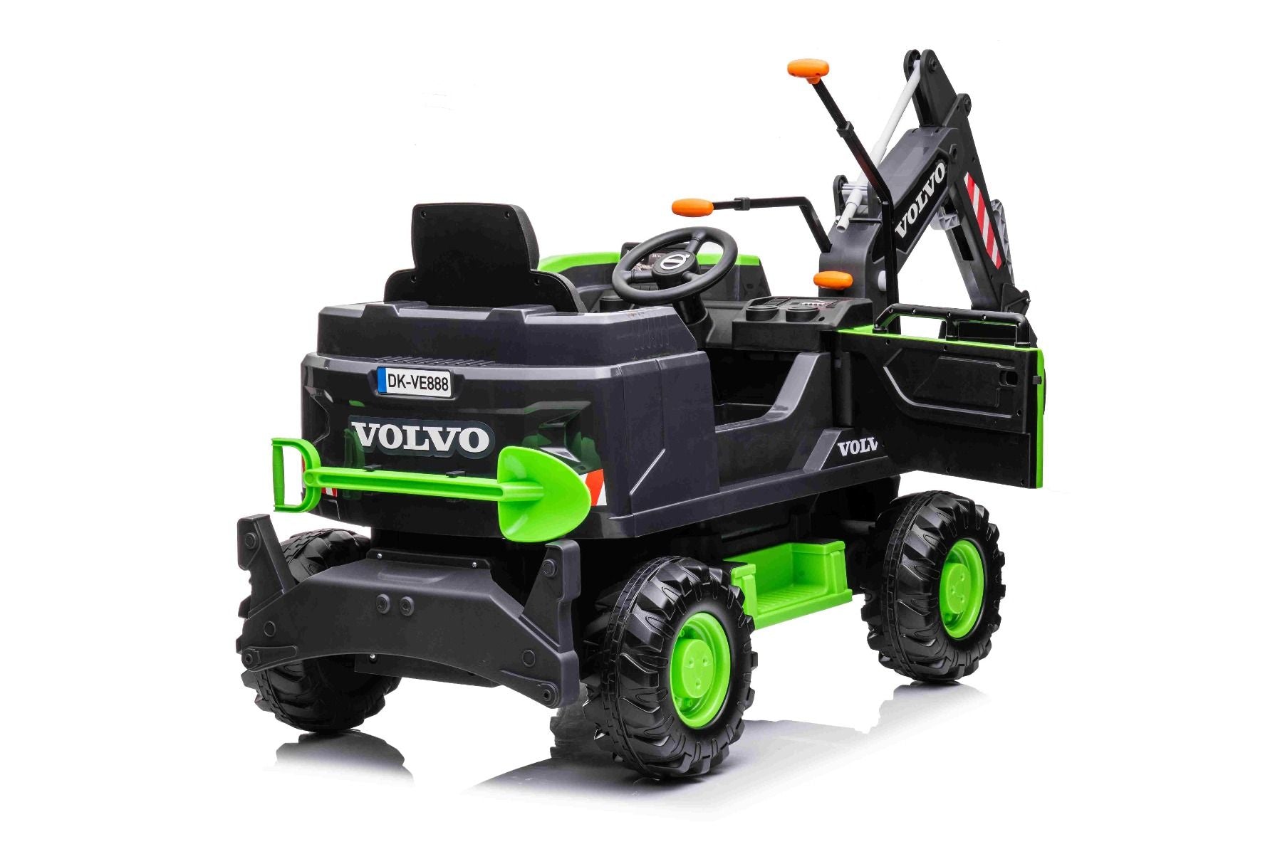 Voiture électrique enfants 12V Volvo Excavator, vert, moteur 2 x 35W, roues EVA, batterie 12V/14Ah, sous licence