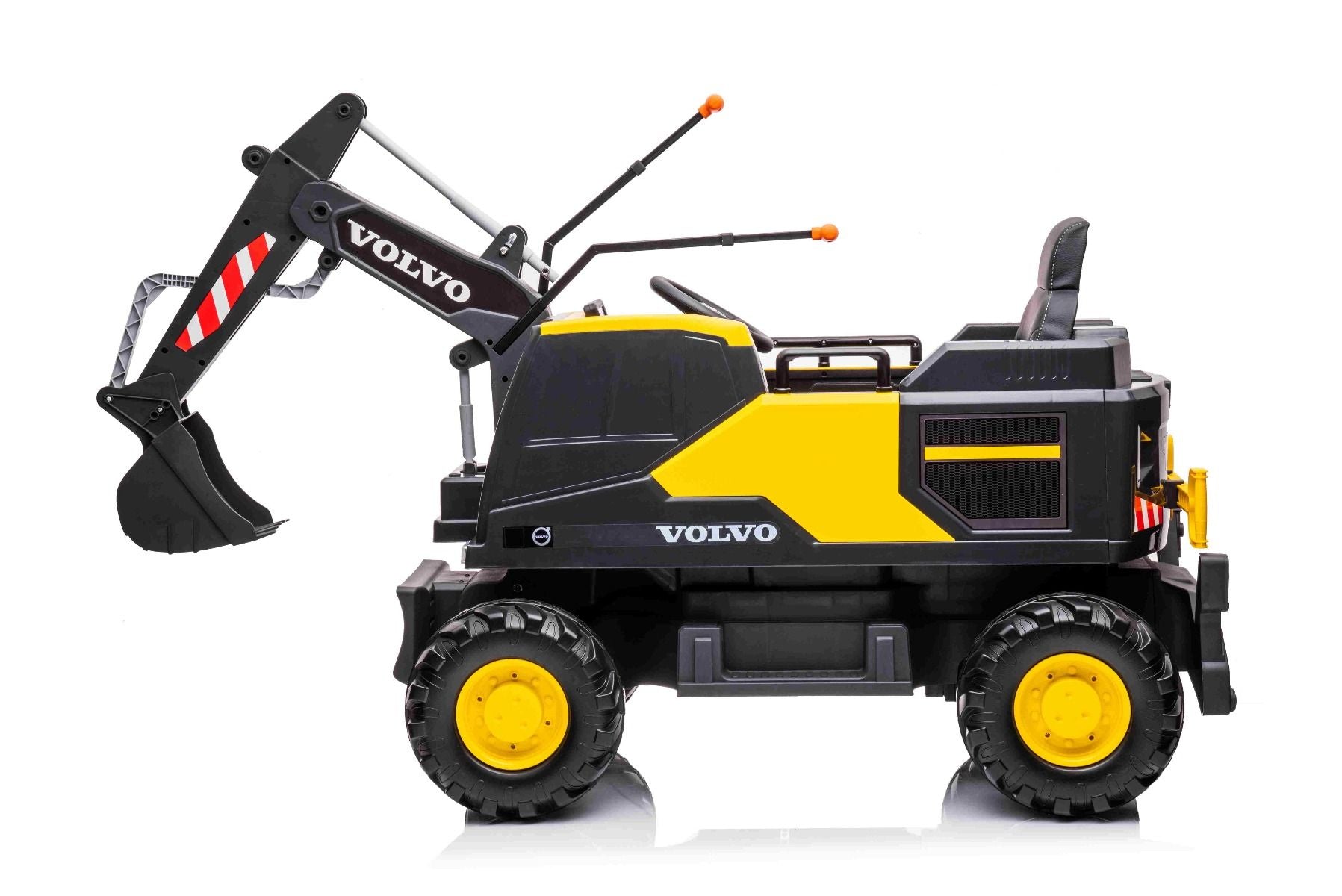 Voiture électrique enfants 12V Volvo Excavator, jaune, moteur 2 x 35W, roues EVA, batterie 12V/14Ah, sous licence