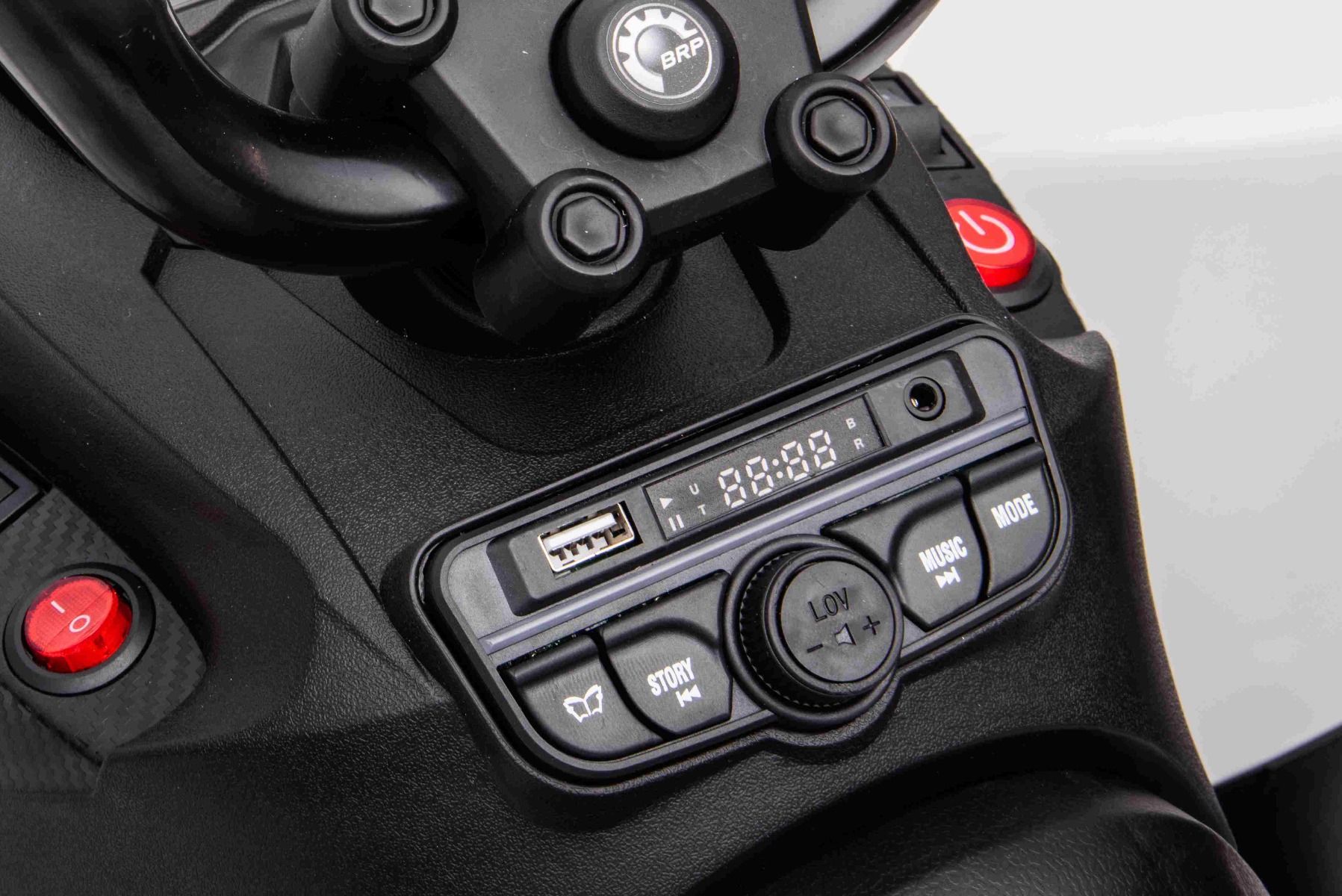 Quad electric enfants 12V, Can-am Renegade, rouge, voiture electrique enfants 12V, lumières LED, batterie 12V, moteurs 2 x 35W, roues souples en EVA, lecteur MP3 avec entrée USB/AUX, sous licence