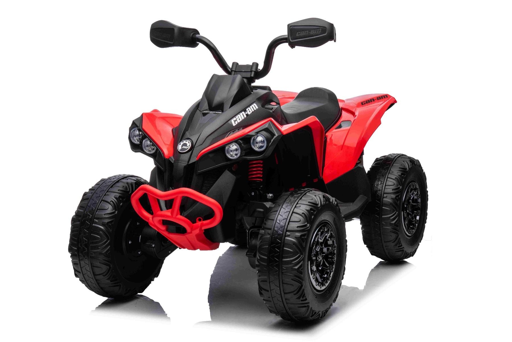 Quad electric enfants 12V, Can-am Renegade, rouge, voiture electrique enfants 12V, lumières LED, batterie 12V, moteurs 2 x 35W, roues souples en EVA, lecteur MP3 avec entrée USB/AUX, sous licence