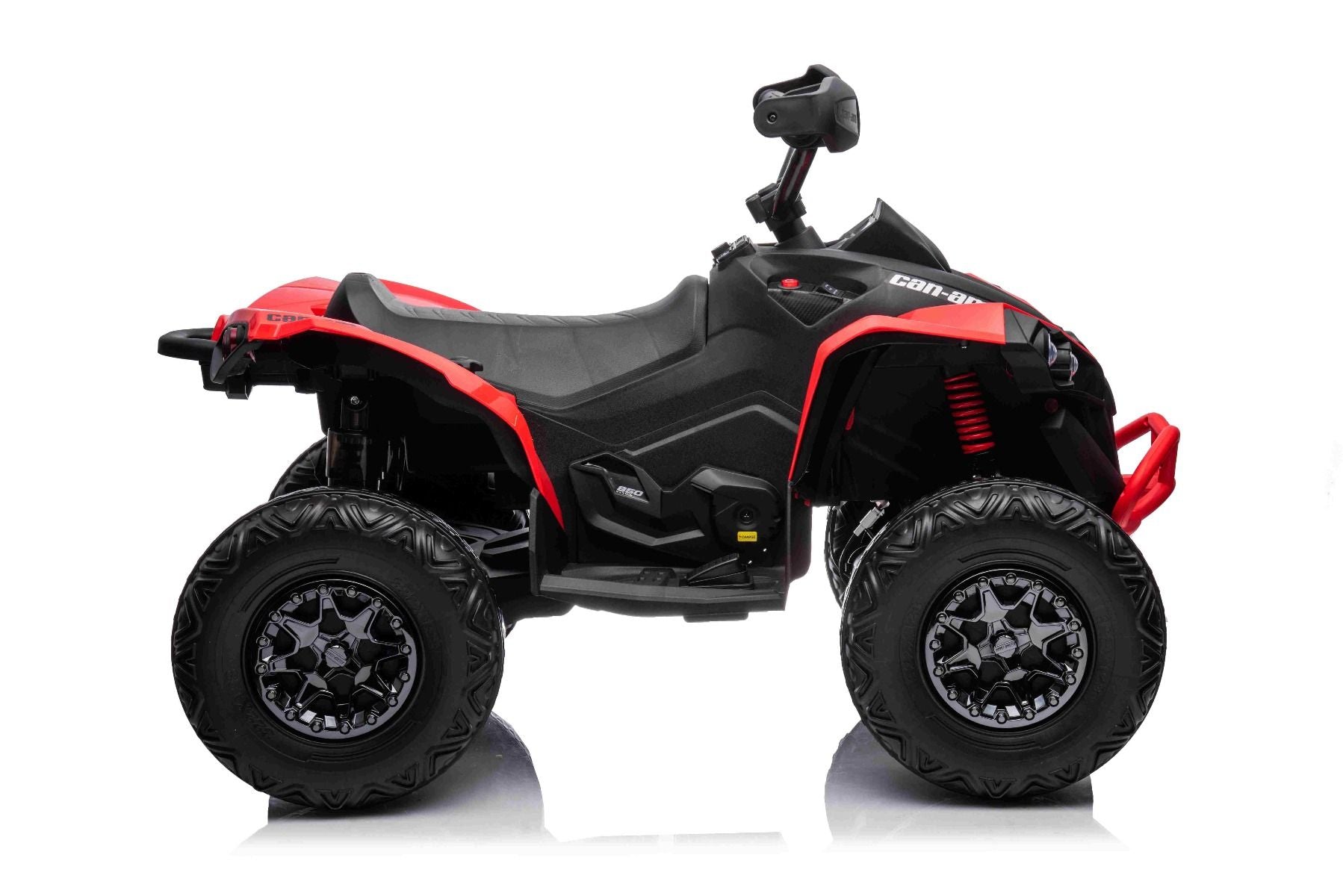 Quad electric enfants 12V, Can-am Renegade, rouge, voiture electrique enfants 12V, lumières LED, batterie 12V, moteurs 2 x 35W, roues souples en EVA, lecteur MP3 avec entrée USB/AUX, sous licence