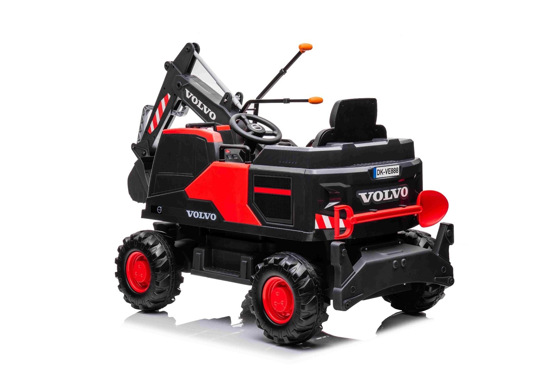 Voiture électrique enfants 12V Volvo Excavator, rouge, moteur 2 x 35W, roues EVA, batterie 12V/14Ah, sous licence