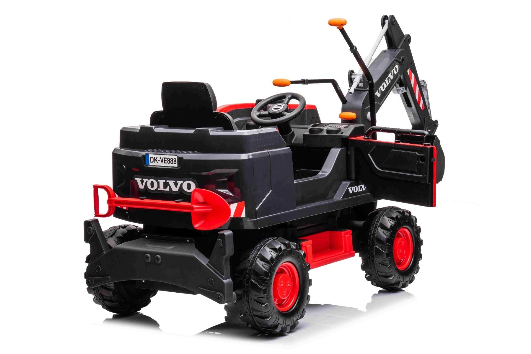 Voiture électrique enfants 12V Volvo Excavator, rouge, moteur 2 x 35W, roues EVA, batterie 12V/14Ah, sous licence