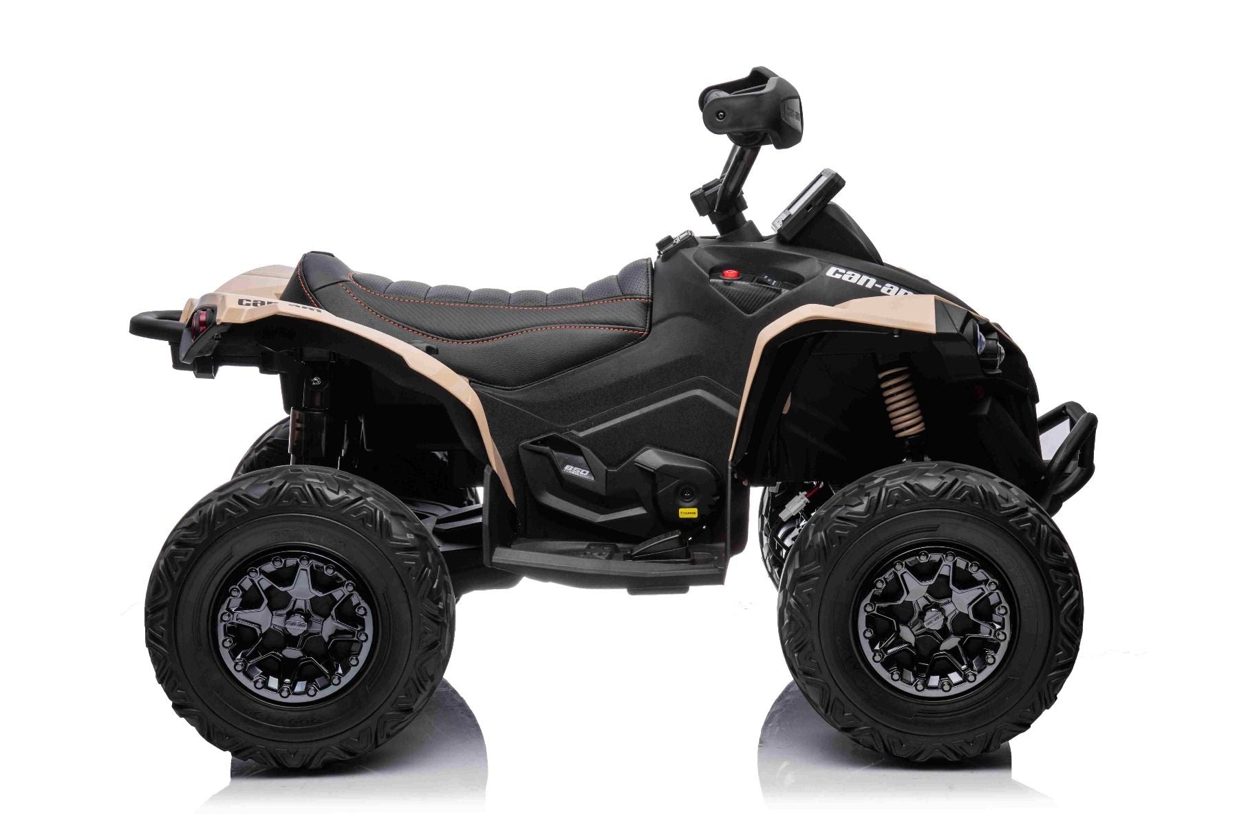 Quad electric enfants 12V, Can-am Renegade, kaki, voiture electrique enfants 12V, lumières LED, batterie 12V, moteurs 2 x 35W, roues souples en EVA, lecteur MP3 avec entrée USB/AUX, sous licence