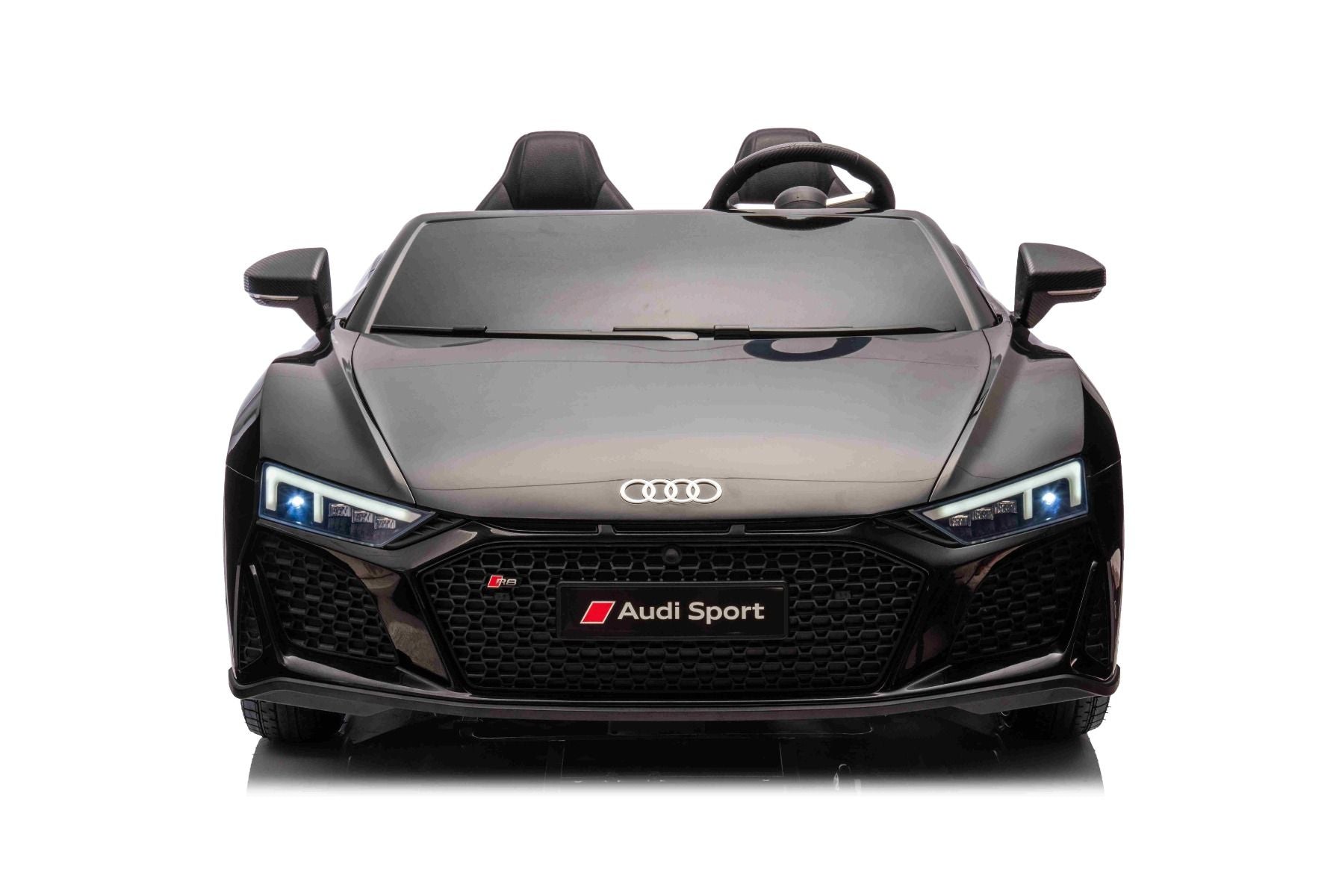 Voiture électrique enfants 24V 2 places Audi R8 SPYDER, noir, Lecteur MP3 avec USB/AUX et Bluetooth, Batterie 24V/14Ah, Moteurs 2 x 200W, Roues EVA avec suspension arrière, Sièges réglables en cuir, Télécommande, Licence