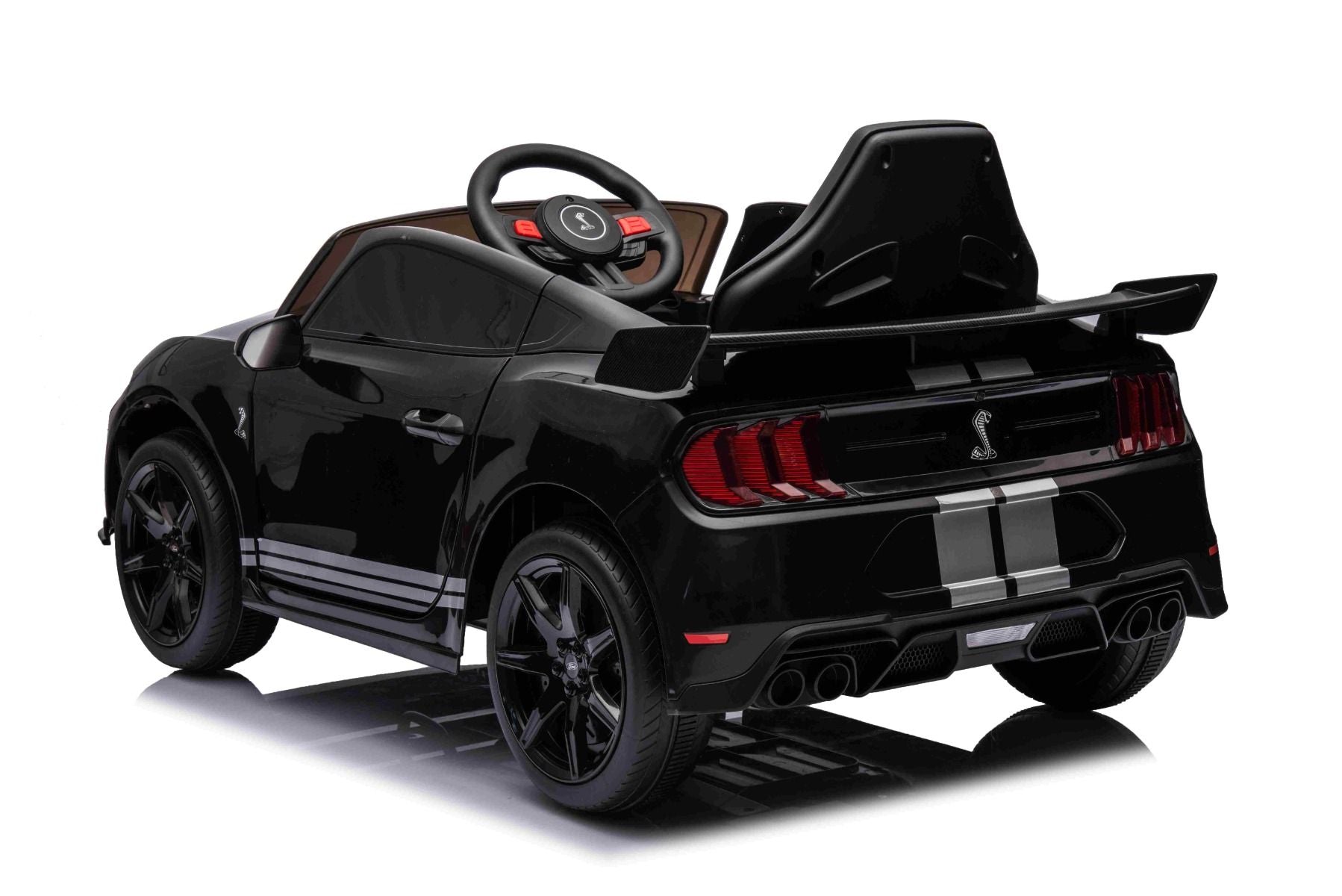 Voiture électrique à conducteur porté Ford Shelby Mustang GT 500 Cobra, noire, télécommande 2,4 GHz, entrée USB, lumières LED, moteur 2 x 30 W, licence ORIGINALE