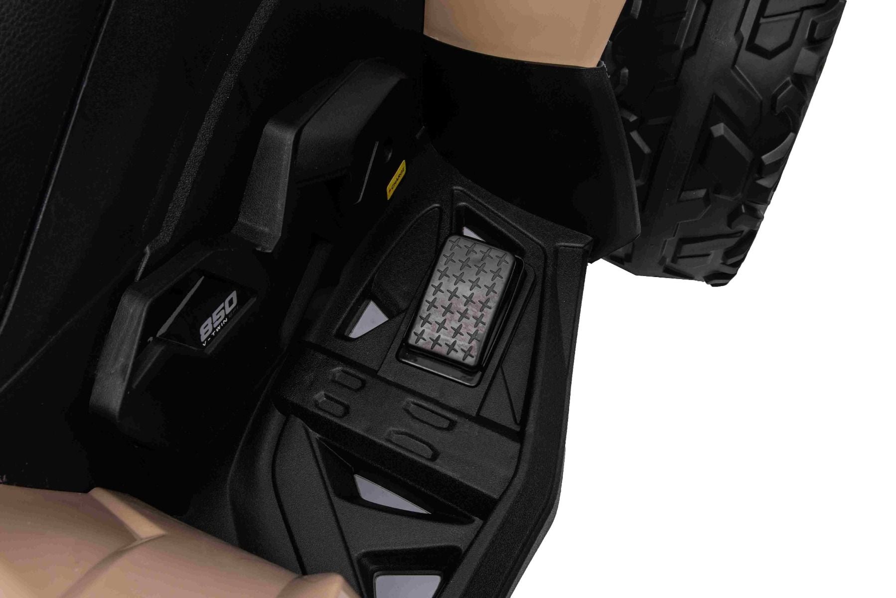 Quad electric enfants 12V, Can-am Renegade, kaki, voiture electrique enfants 12V, lumières LED, batterie 12V, moteurs 2 x 35W, roues souples en EVA, lecteur MP3 avec entrée USB/AUX, sous licence