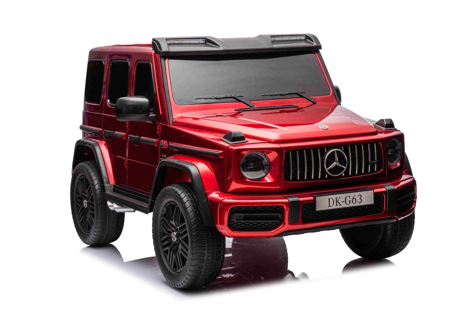 Voiture électrique à conducteur porté Mercedes-Benz G63 AMG 4x4² Biplace 24V, Peinte en rouge, Lecteur MP4 avec entrée USB/AUX, Lecteur 4x4, Batterie 24V/7Ah, 4 moteurs 200W, Roues EVA avec suspension, Sièges en similicuir, Télécommande , Licence