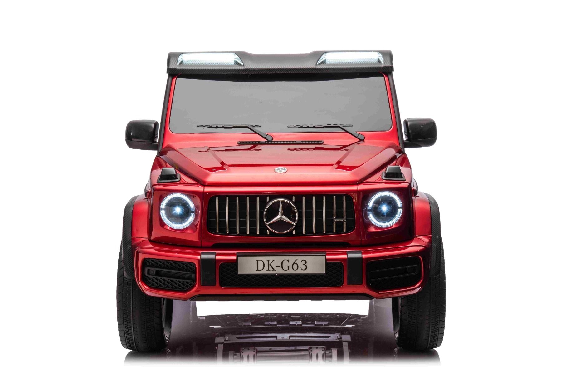 Voiture électrique à conducteur porté Mercedes-Benz G63 AMG 4x4² Biplace 24V, Peinte en rouge, Lecteur MP4 avec entrée USB/AUX, Lecteur 4x4, Batterie 24V/7Ah, 4 moteurs 200W, Roues EVA avec suspension, Sièges en similicuir, Télécommande , Licence
