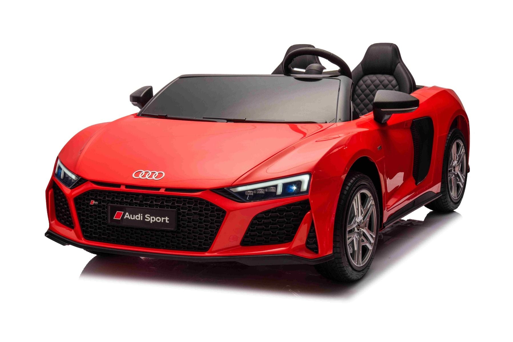 Voiture électrique enfants 24V 2places Audi R8 SPYDER, rouge, Lecteur MP3 avec USB/AUX et Bluetooth, Batterie 24V/14Ah, Moteurs 2 x 200W, Roues EVA avec suspension arrière, Sièges réglables en cuir, Télécommande, Licence