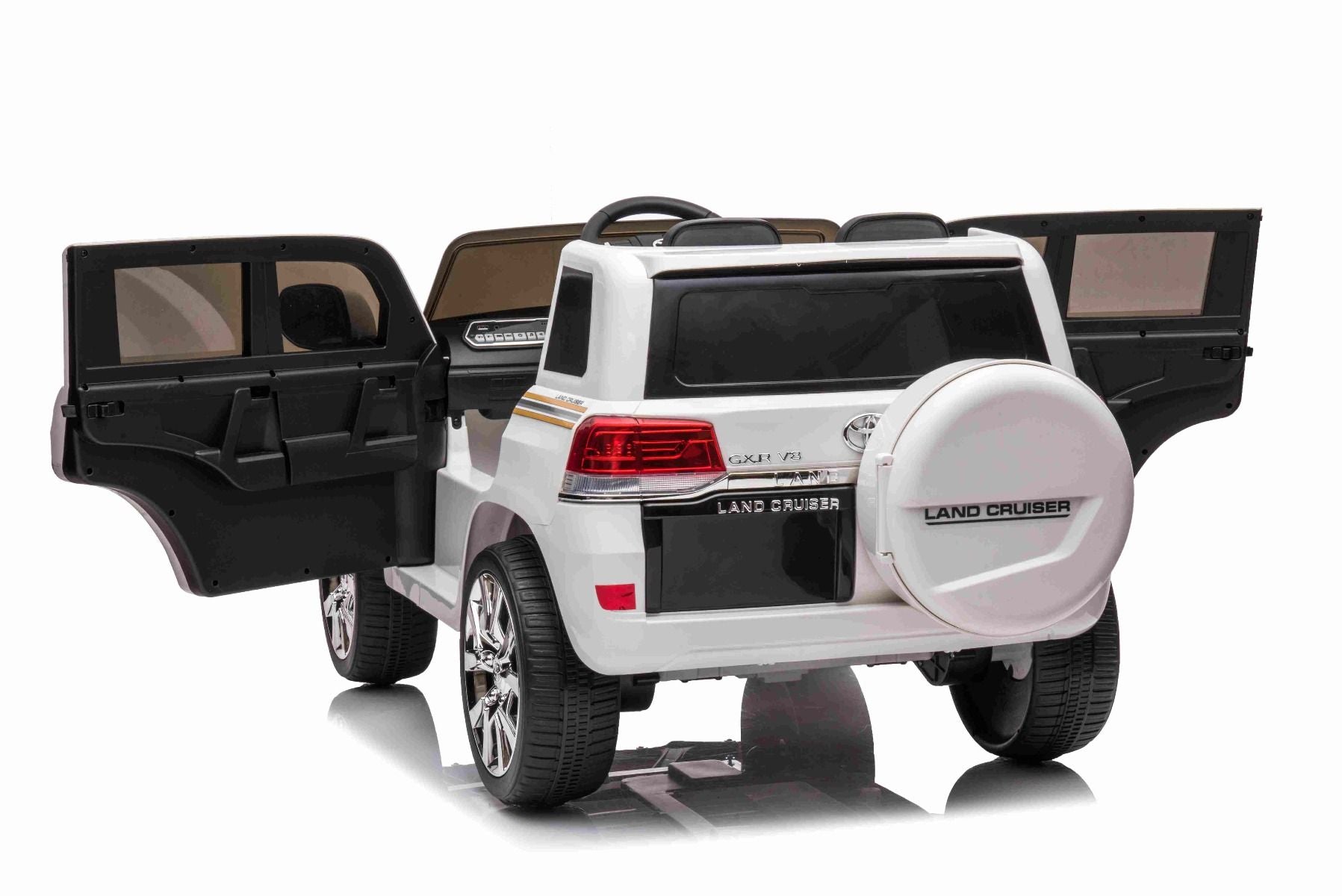 Voiture électrique enfants 12V Toyota Landcruiser, BLANCHE avec télécommande 2,4 Ghz, Moteur 2 x 35W, Licence
