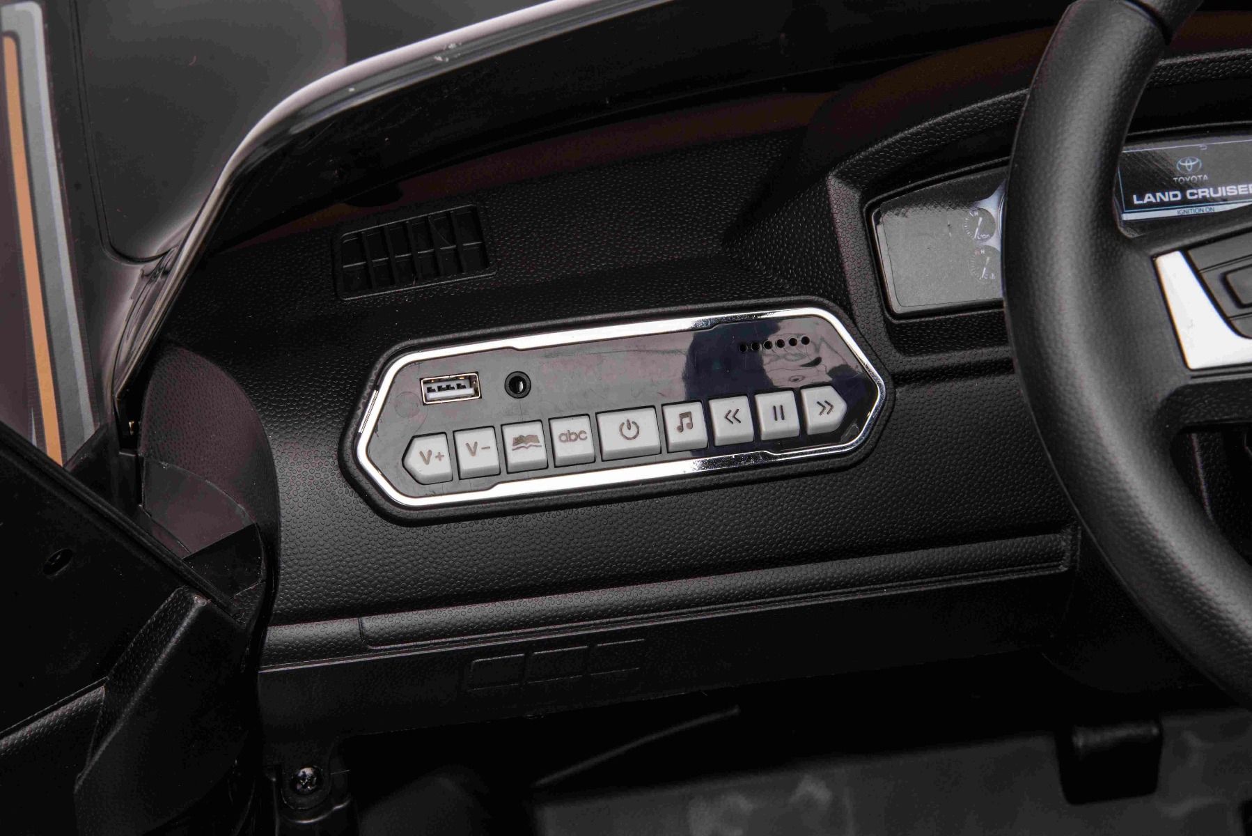 Voiture électrique enfants 12V Toyota Landcruiser, NOIR avec télécommande 2,4 Ghz, Moteur 2 x 35W, Licence