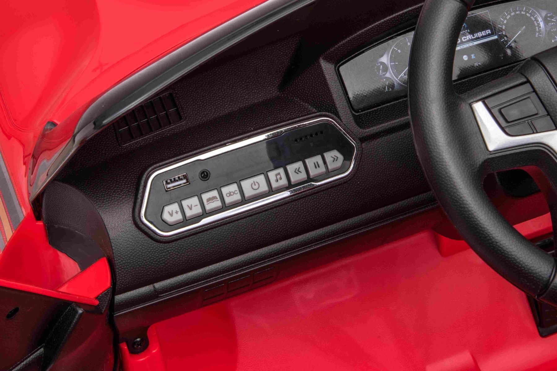 Voiture électrique enfants 12V Toyota Landcruiser, ROUGE avec télécommande 2,4 Ghz, Moteur 2 x 35W, Licence