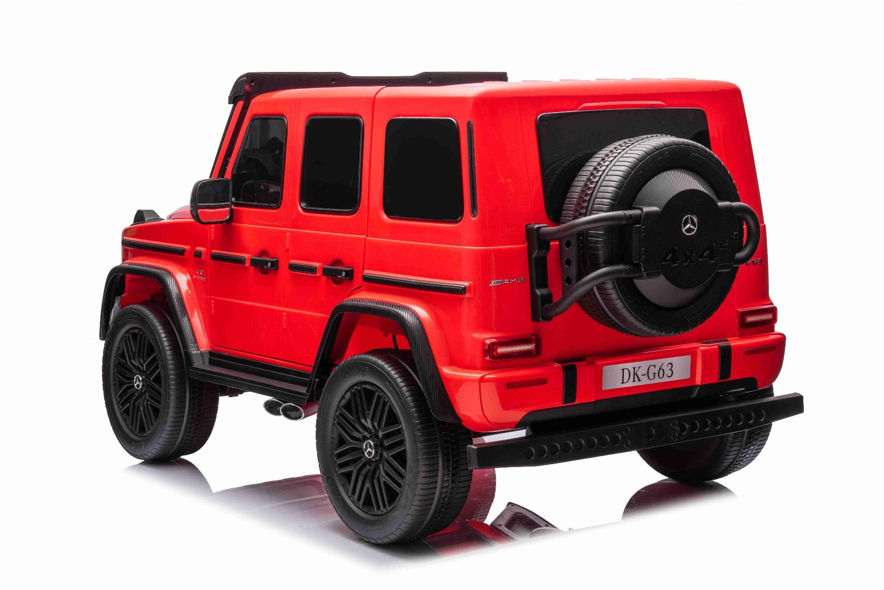 Voiture électrique Mercedes-Benz G63 AMG 4x4² Biplace 12V, rouge , Lecteur MP3 avec entrée USB/AUX, Conduite 4x4, Batterie 12V14Ah, Roues EVA avec suspension, Sièges en similicuir, Télécommande, Licence