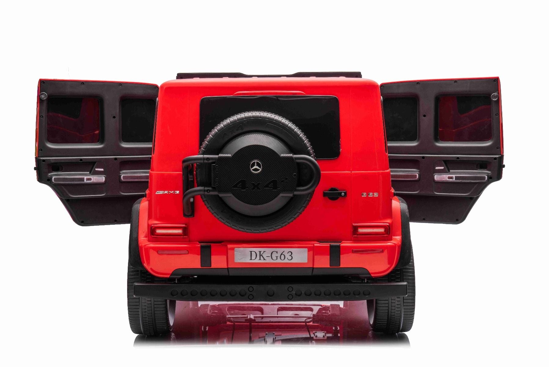 Voiture électrique Mercedes-Benz G63 AMG 4x4² Biplace 12V, rouge , Lecteur MP3 avec entrée USB/AUX, Conduite 4x4, Batterie 12V14Ah, Roues EVA avec suspension, Sièges en similicuir, Télécommande, Licence