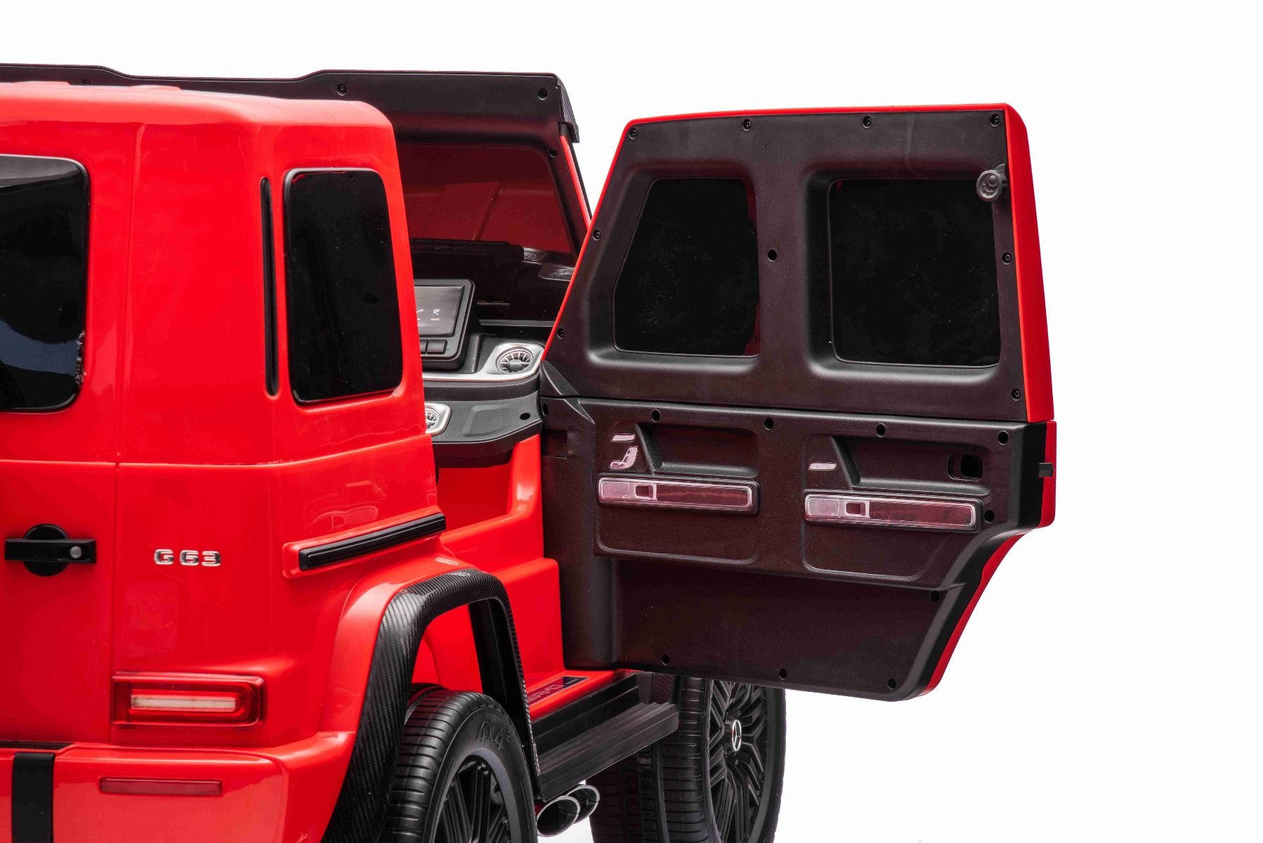 Voiture électrique Mercedes-Benz G63 AMG 4x4² Biplace 12V, rouge , Lecteur MP3 avec entrée USB/AUX, Conduite 4x4, Batterie 12V14Ah, Roues EVA avec suspension, Sièges en similicuir, Télécommande, Licence