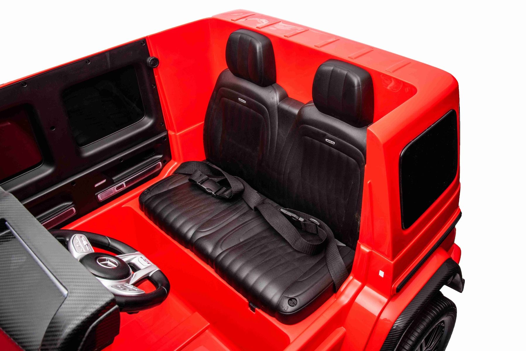 Voiture électrique Mercedes-Benz G63 AMG 4x4² Biplace 12V, rouge , Lecteur MP3 avec entrée USB/AUX, Conduite 4x4, Batterie 12V14Ah, Roues EVA avec suspension, Sièges en similicuir, Télécommande, Licence