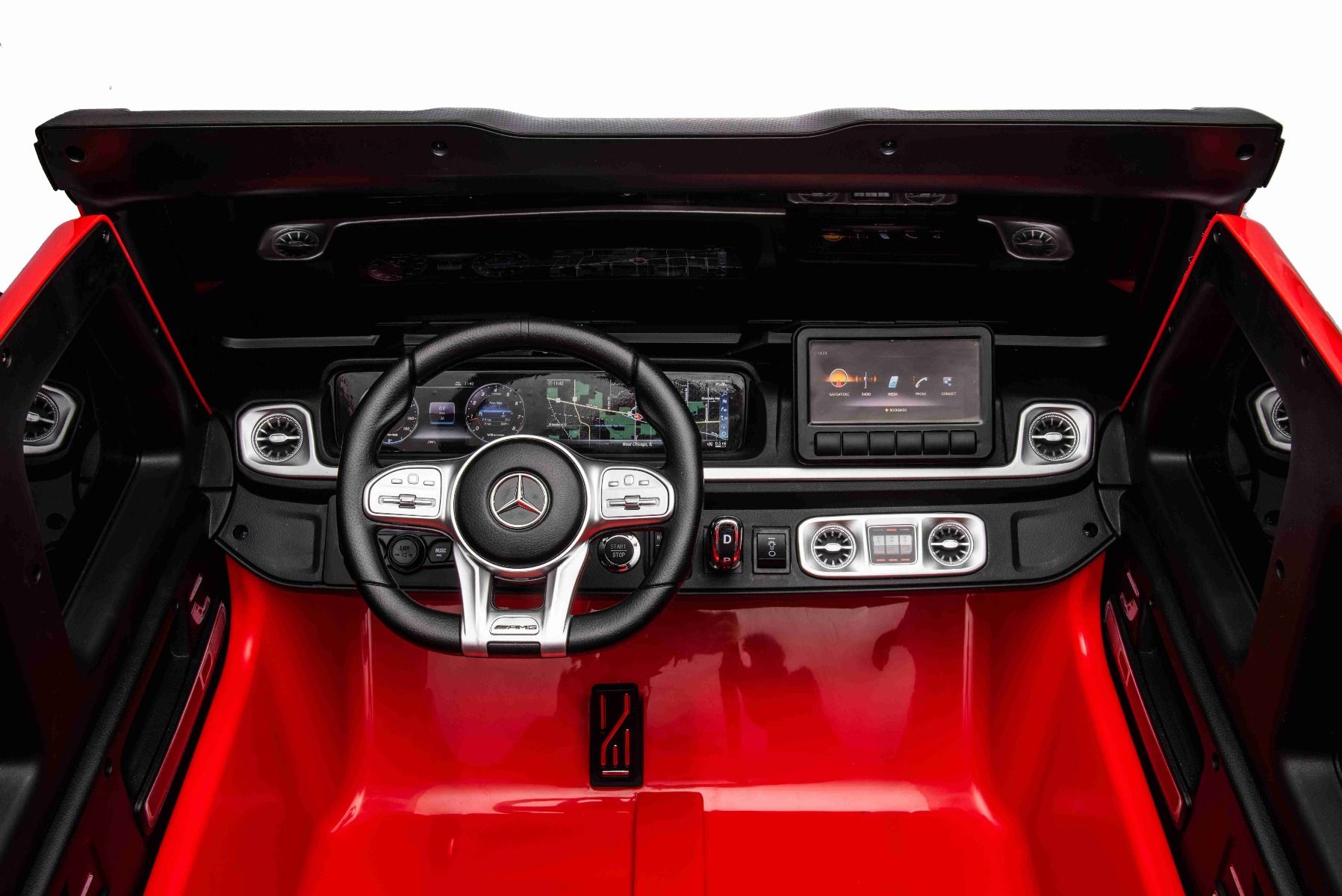 Voiture électrique Mercedes-Benz G63 AMG 4x4² Biplace 12V, rouge , Lecteur MP3 avec entrée USB/AUX, Conduite 4x4, Batterie 12V14Ah, Roues EVA avec suspension, Sièges en similicuir, Télécommande, Licence