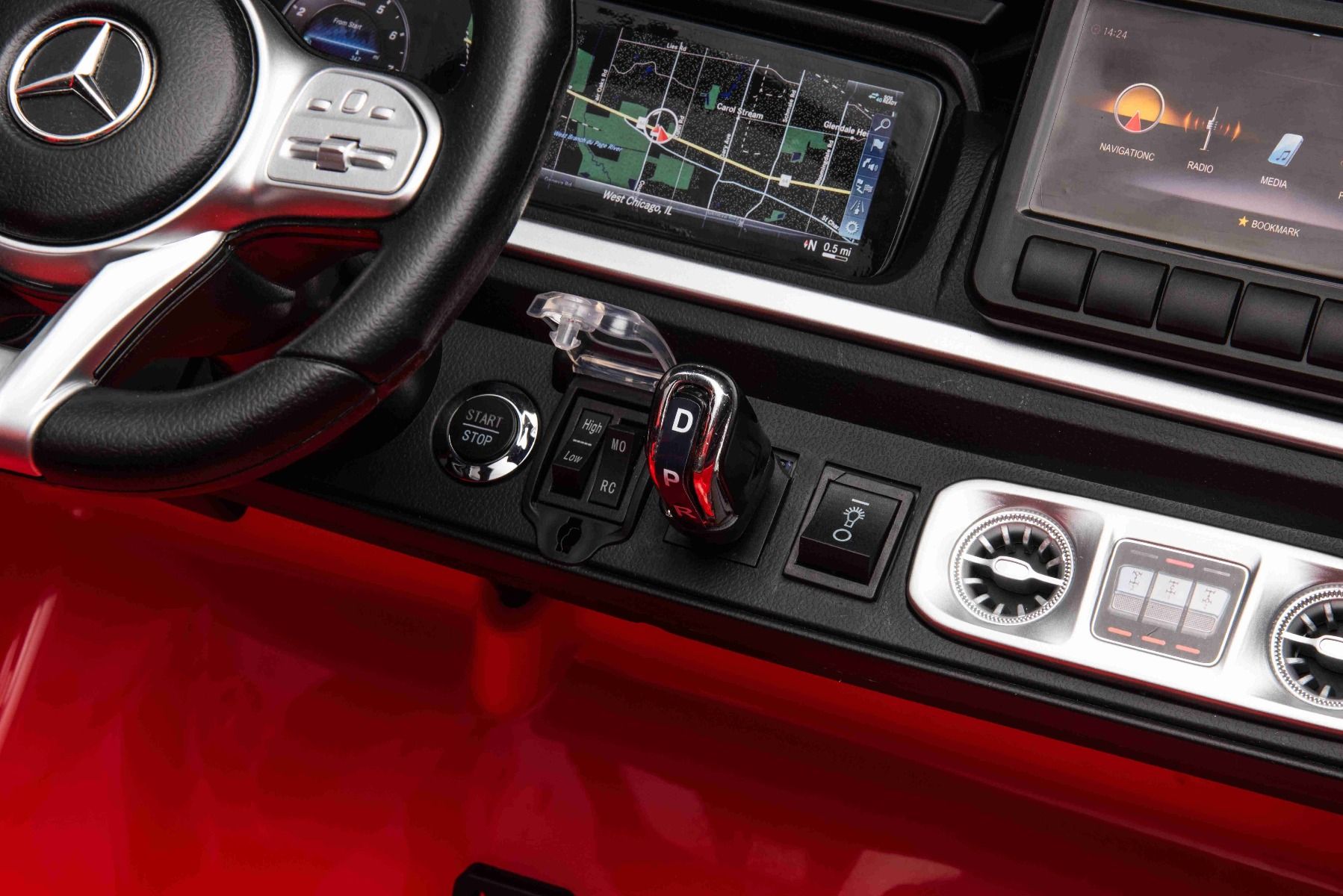 Voiture électrique Mercedes-Benz G63 AMG 4x4² Biplace 12V, rouge , Lecteur MP3 avec entrée USB/AUX, Conduite 4x4, Batterie 12V14Ah, Roues EVA avec suspension, Sièges en similicuir, Télécommande, Licence