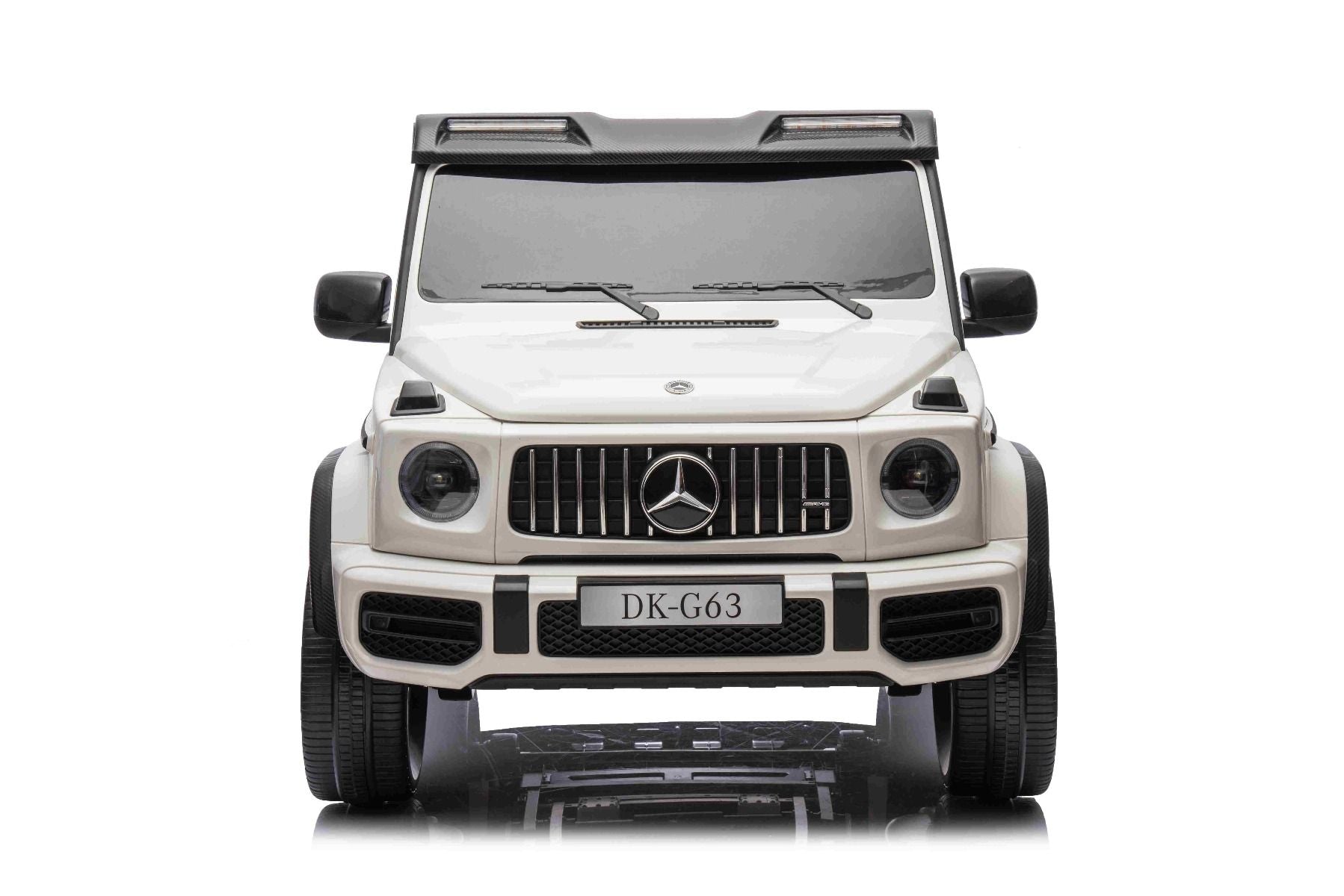 Voiture électrique Mercedes-Benz G63 AMG 4x4² Biplace 12V, blanc, Lecteur MP3 avec entrée USB/AUX, Conduite 4x4, Batterie 12V14Ah, Roues EVA avec suspension, Sièges en similicuir, Télécommande, Licence