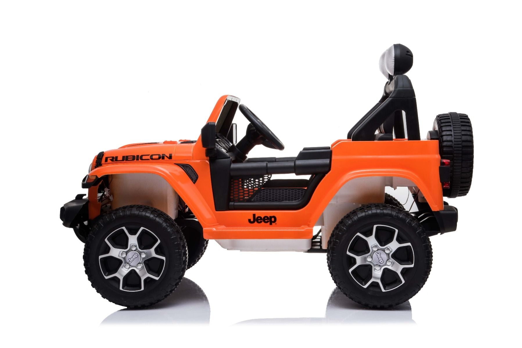 4x4 Voiture électrique pour enfants 12V JEEP Wrangler, Orange, Siège double en similicuir, Radio avec entrée Bluetooth et USB, Transmission 4x4, Batterie au lithium, Roues EVA, Essieux de suspension, Télécommande 2,4 GHz, Licence