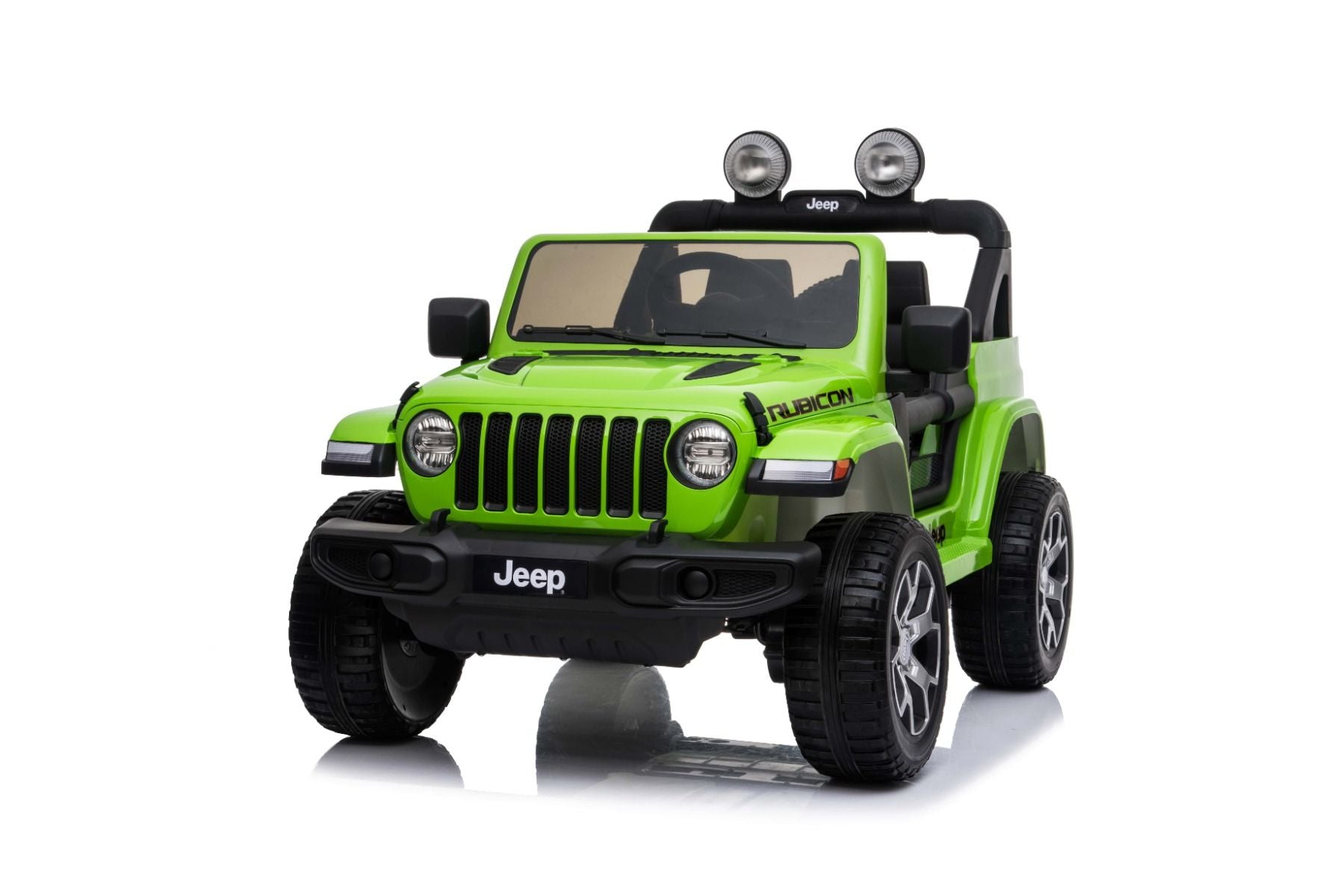 4x4 Voiture électrique pour enfants 12V JEEP Wrangler, Vert, Siège double en similicuir, Radio avec entrée Bluetooth et USB, Transmission 4x4, Batterie au lithium, Roues EVA, Essieux de suspension, Télécommande 2,4 GHz, Licence