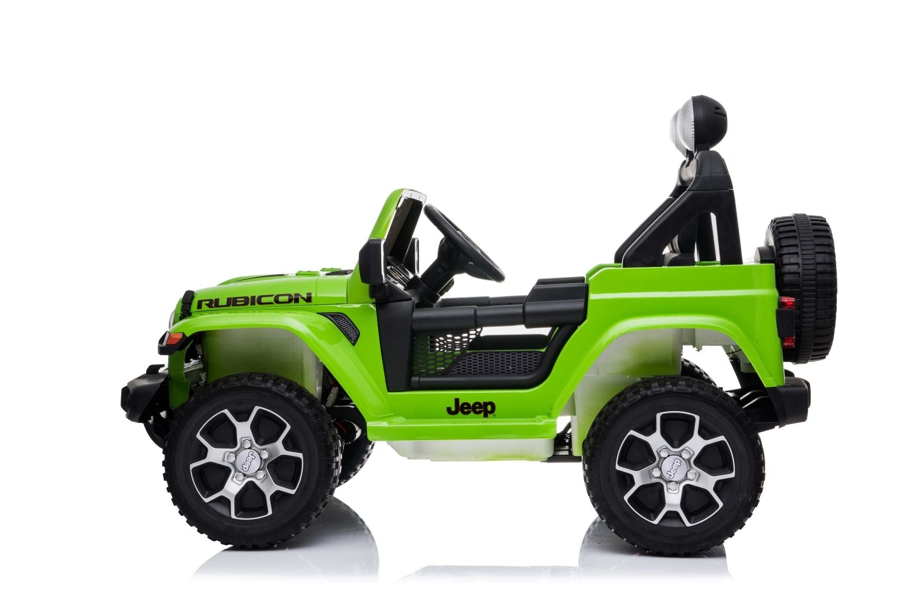 4x4 Voiture électrique pour enfants 12V JEEP Wrangler, Vert, Siège double en similicuir, Radio avec entrée Bluetooth et USB, Transmission 4x4, Batterie au lithium, Roues EVA, Essieux de suspension, Télécommande 2,4 GHz, Licence