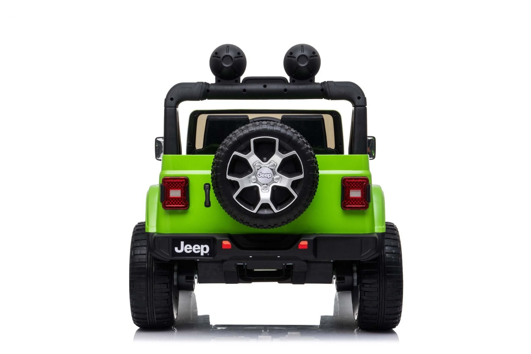 4x4 Voiture électrique pour enfants 12V JEEP Wrangler, Vert, Siège double en similicuir, Radio avec entrée Bluetooth et USB, Transmission 4x4, Batterie au lithium, Roues EVA, Essieux de suspension, Télécommande 2,4 GHz, Licence