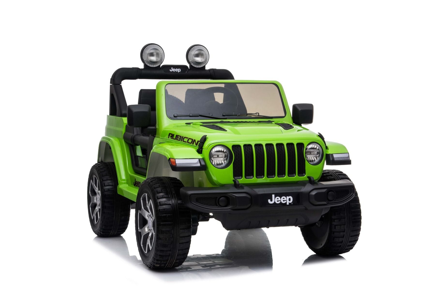 4x4 Voiture électrique pour enfants 12V JEEP Wrangler, Vert, Siège double en similicuir, Radio avec entrée Bluetooth et USB, Transmission 4x4, Batterie au lithium, Roues EVA, Essieux de suspension, Télécommande 2,4 GHz, Licence