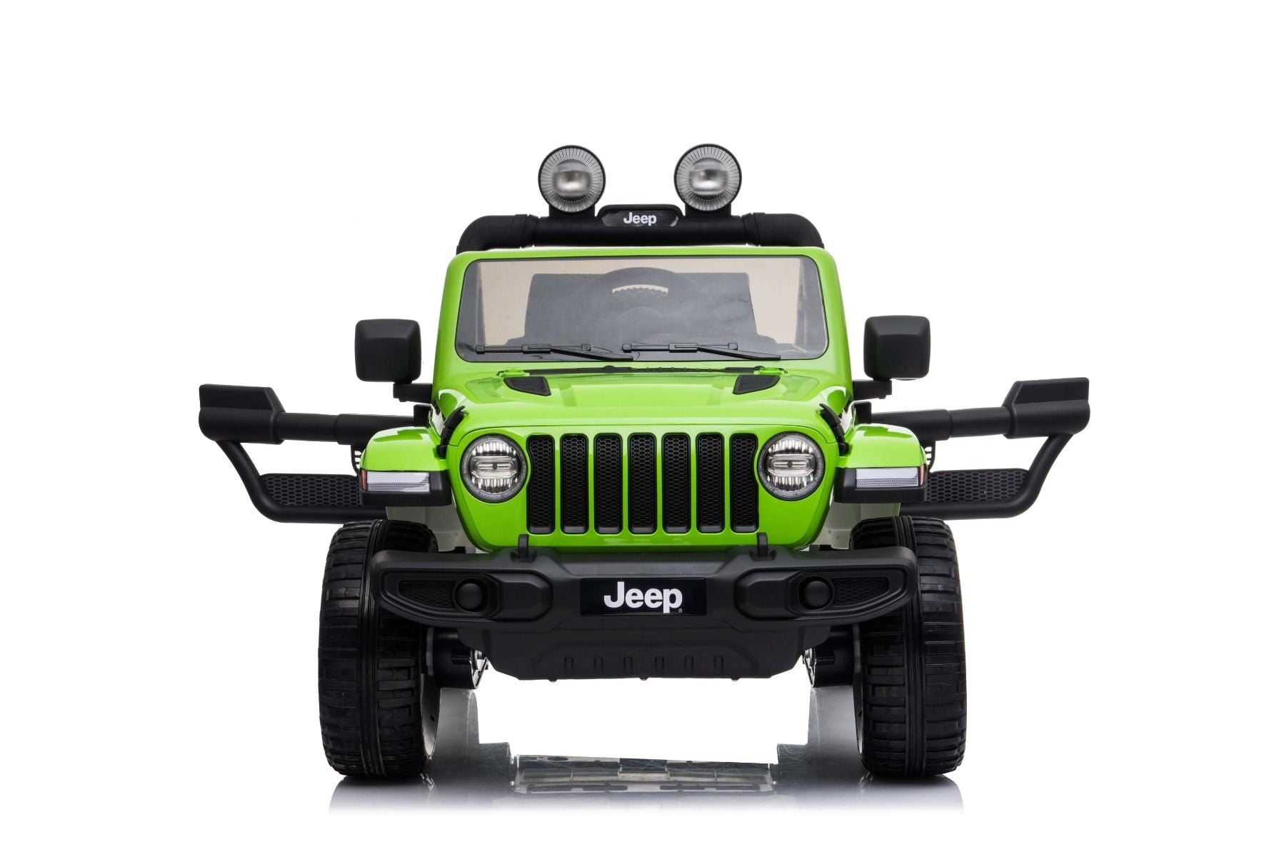 4x4 Voiture électrique pour enfants 12V JEEP Wrangler, Vert, Siège double en similicuir, Radio avec entrée Bluetooth et USB, Transmission 4x4, Batterie au lithium, Roues EVA, Essieux de suspension, Télécommande 2,4 GHz, Licence