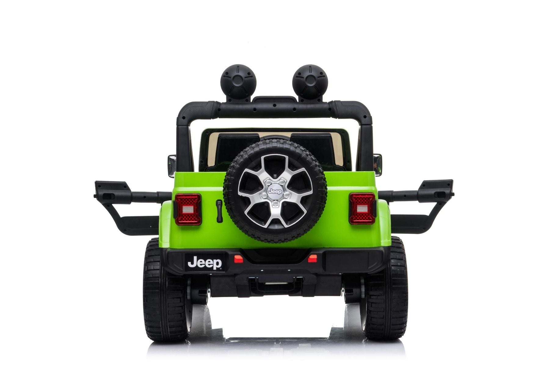 4x4 Voiture électrique pour enfants 12V JEEP Wrangler, Vert, Siège double en similicuir, Radio avec entrée Bluetooth et USB, Transmission 4x4, Batterie au lithium, Roues EVA, Essieux de suspension, Télécommande 2,4 GHz, Licence