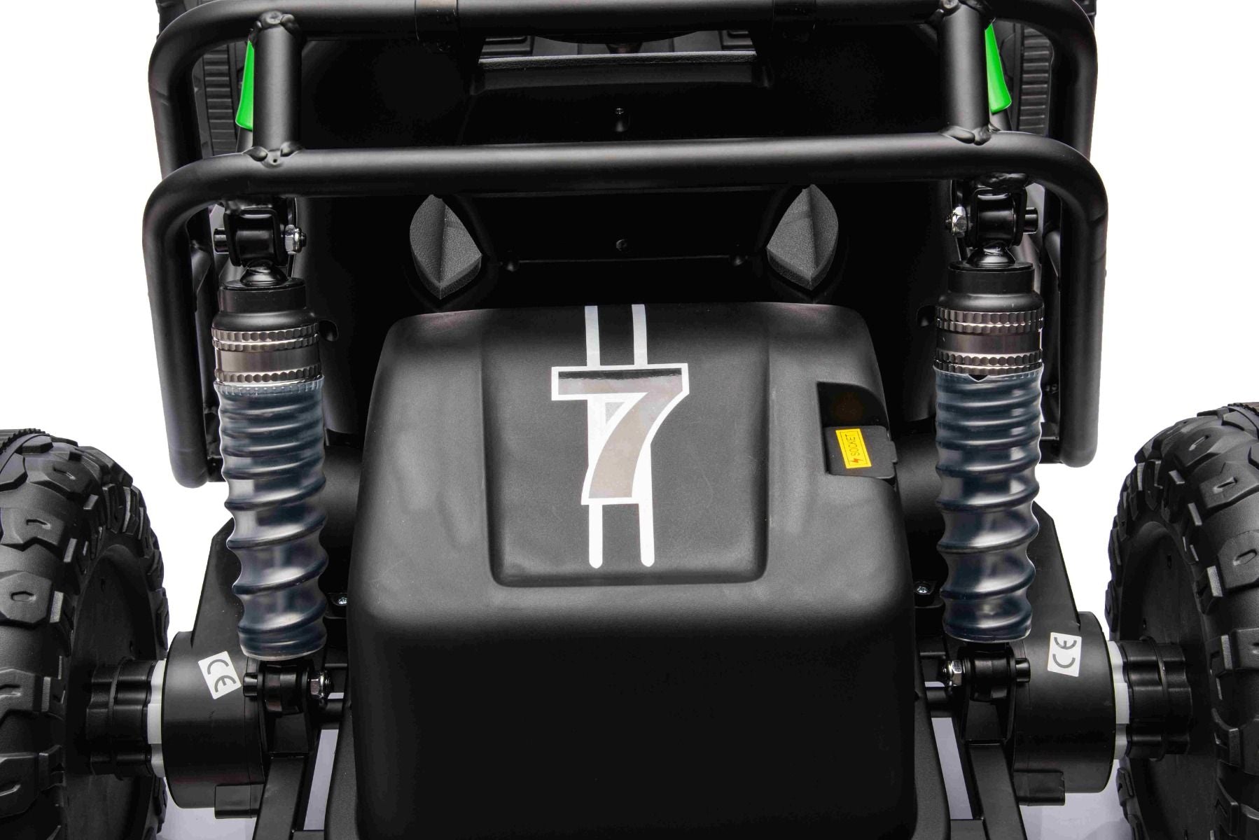 Chariot électrique SPORT-CART 24V, verte, roues souples en EVA, siège en similicuir, roues de drift lisses, moteur 2 x 50W, batterie 24V, construction métallique massive