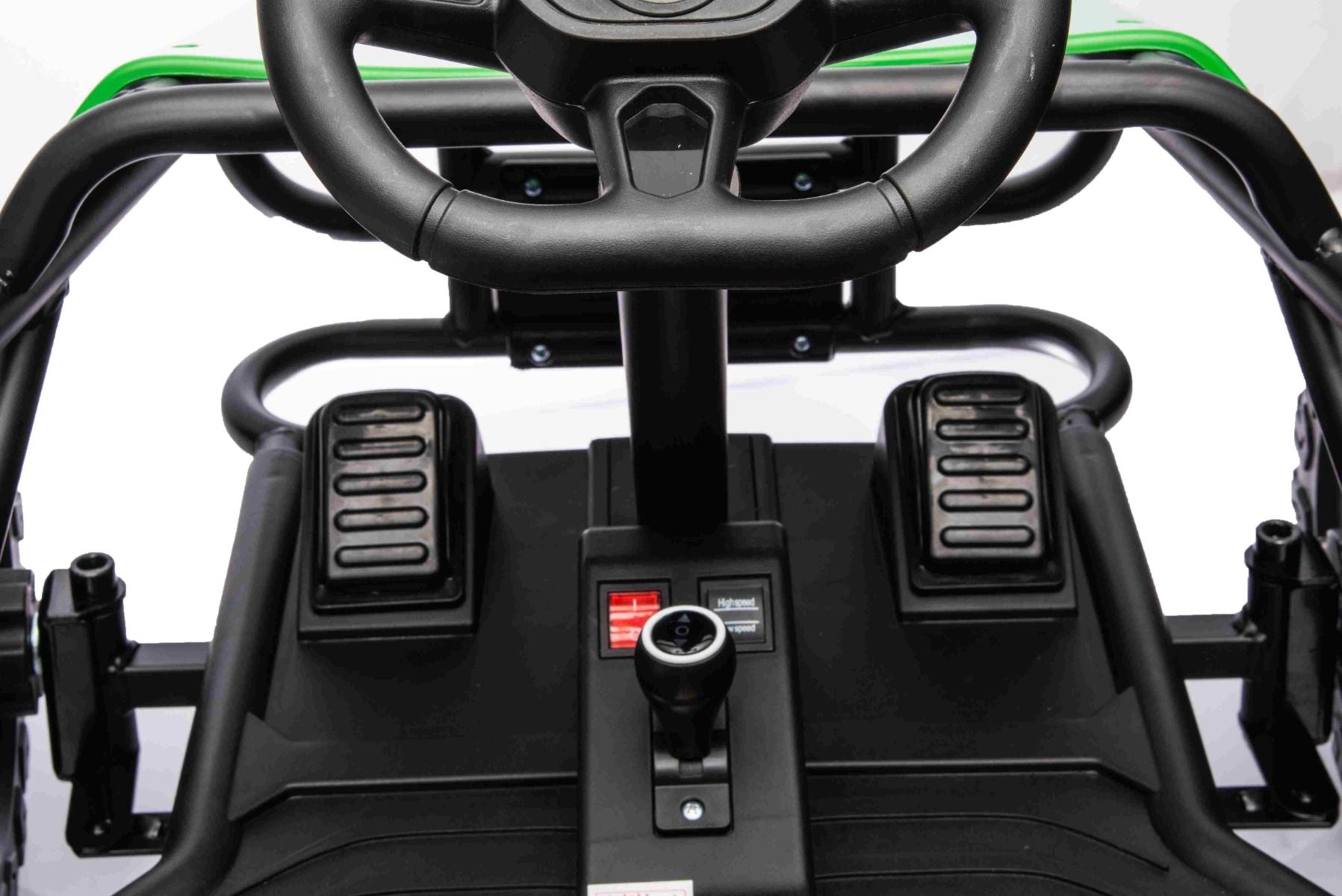 Chariot électrique SPORT-CART 24V, verte, roues souples en EVA, siège en similicuir, roues de drift lisses, moteur 2 x 50W, batterie 24V, construction métallique massive