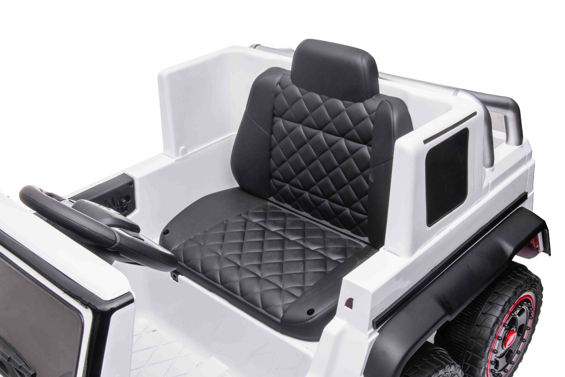 Voiture électrique à conducteur porté Mercedes-Benz G63 AMG 6X6, Monoplace,blanc, 6 Roues avec suspension indépendante, Entraînement 2 moteurs 45W, Batterie 12V10AH, Roues et siège en plastique, Télécommande, Licenced