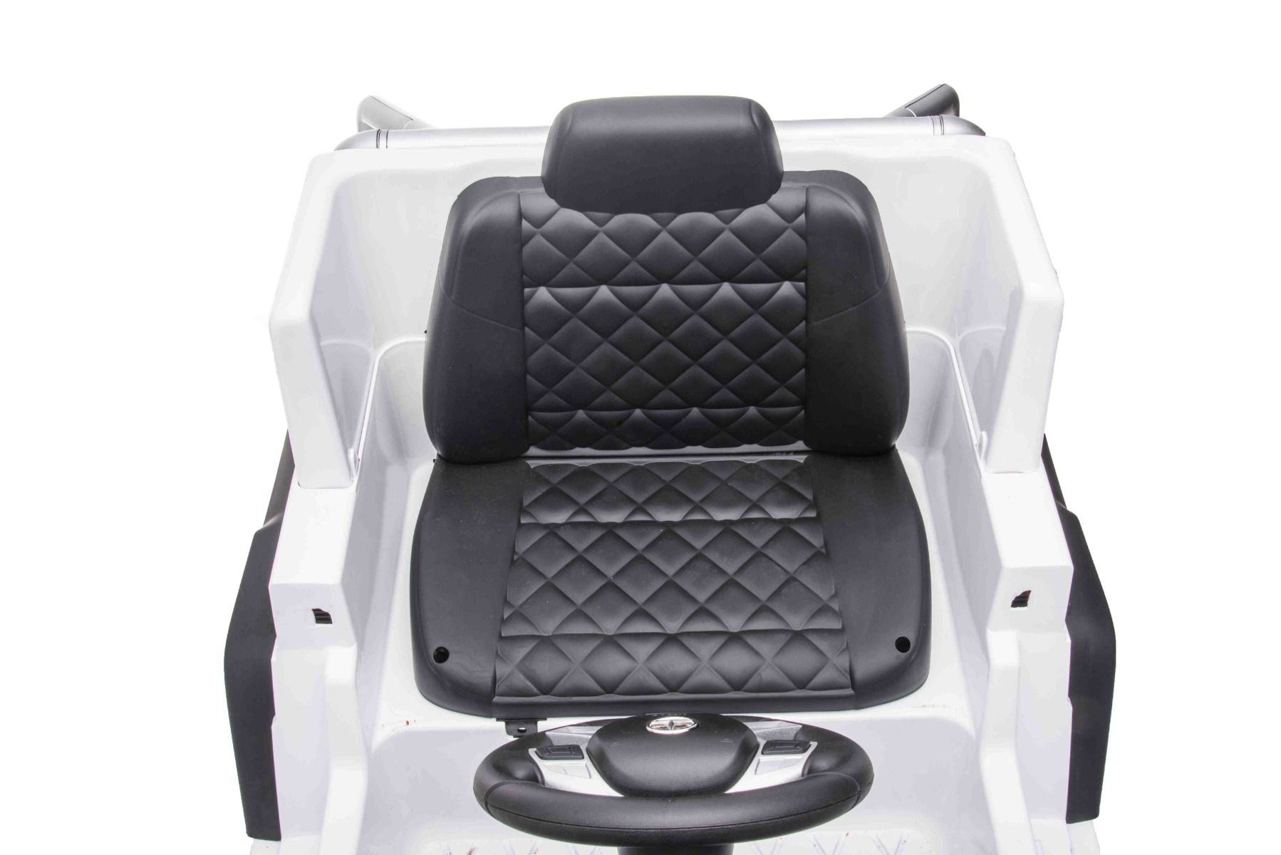 Voiture électrique à conducteur porté Mercedes-Benz G63 AMG 6X6, Monoplace,blanc, 6 Roues avec suspension indépendante, Entraînement 2 moteurs 45W, Batterie 12V10AH, Roues et siège en plastique, Télécommande, Licenced