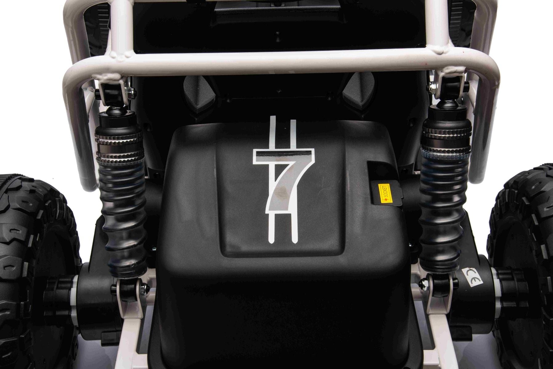 Chariot électrique SPORT-CART 24V, blanche, roues souples en EVA, siège en similicuir, roues de drift lisses, moteur 2 x 50W, batterie 24V, construction métallique massive