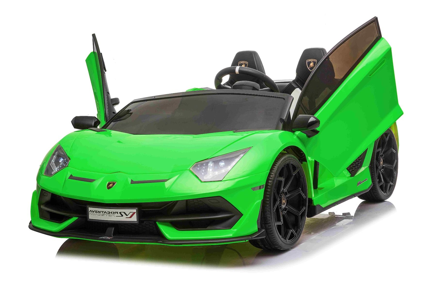 Voiture electrique enfànt 12V 2 places lamborghini Aventador, peinture verte, avec télécommande 2,4 Ghz, Moteur 2 x 12V, Licence d'origine