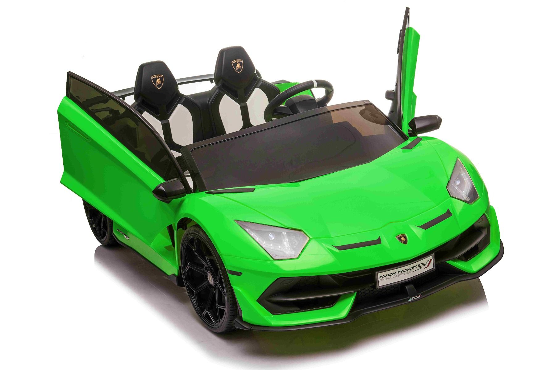 Voiture electrique enfànt 12V 2 places lamborghini Aventador, peinture verte, avec télécommande 2,4 Ghz, Moteur 2 x 12V, Licence d'origine