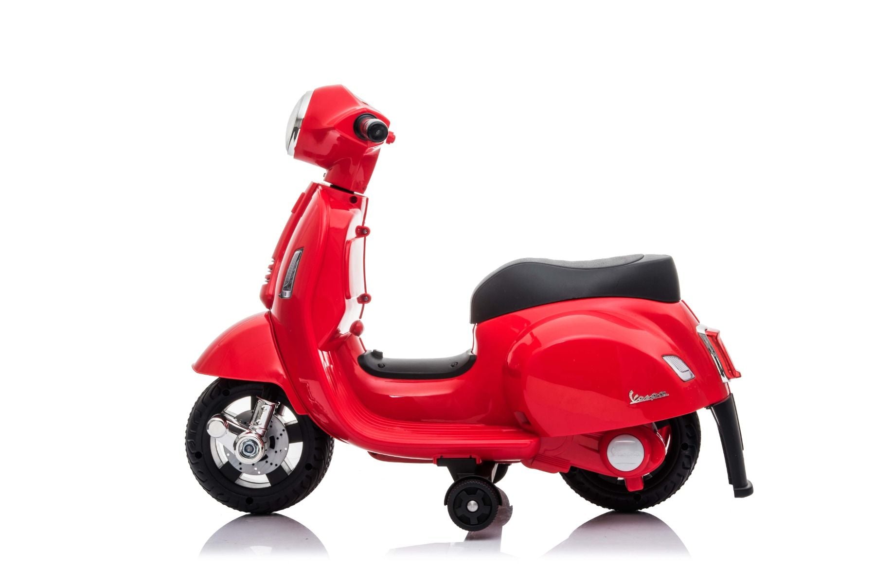 Scooter électrique Vespa GTS, rouge, avec roues auxiliaires, Autorisé, Batterie 6V, Siège en cuir, Moteur 30W