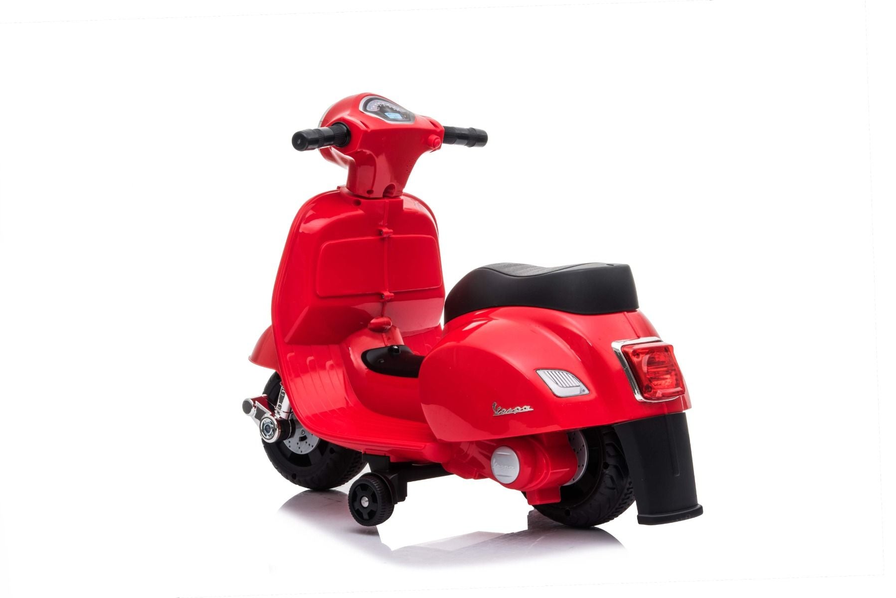 Scooter électrique Vespa GTS, rouge, avec roues auxiliaires, Autorisé, Batterie 6V, Siège en cuir, Moteur 30W