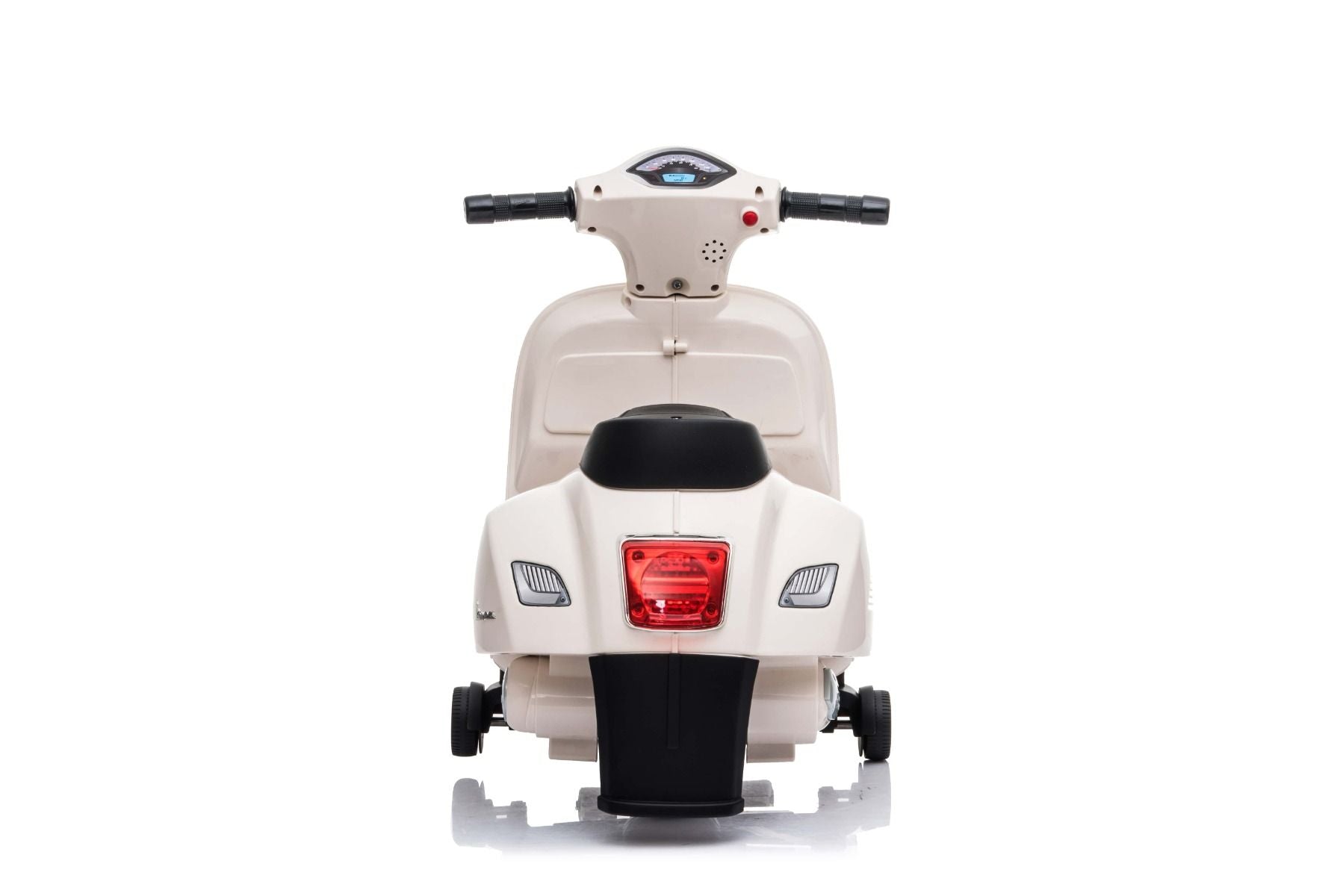 Scooter électrique Vespa GTS, blanc, avec roues auxiliaires, Autorisé, Batterie 6V, Siège en cuir, Moteur 30W