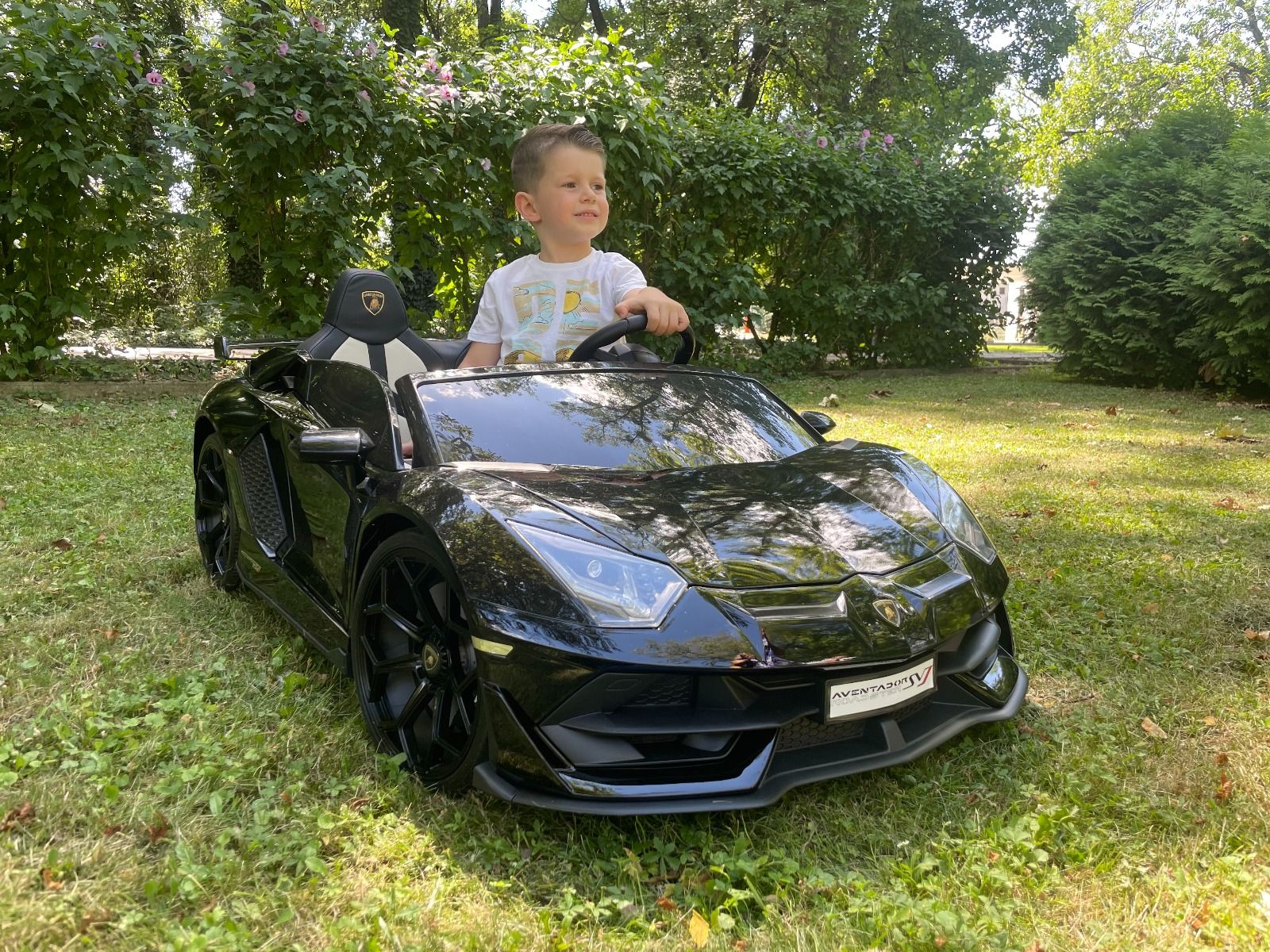 Voiture electrique enfànt 12V 2 places lamborghini Aventador, Noir, avec télécommande 2,4 Ghz, Moteur 2 x 12V, Licence d'origine