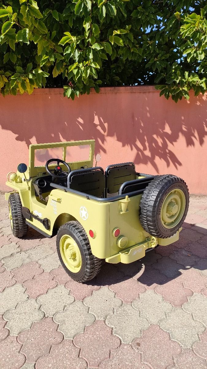 4x4 Voiture électrique enfant 12V 3 places USA ARMY, avec télécommande 2,4 GHz, Batterie 12V14AH, 4 x 4 lecteur