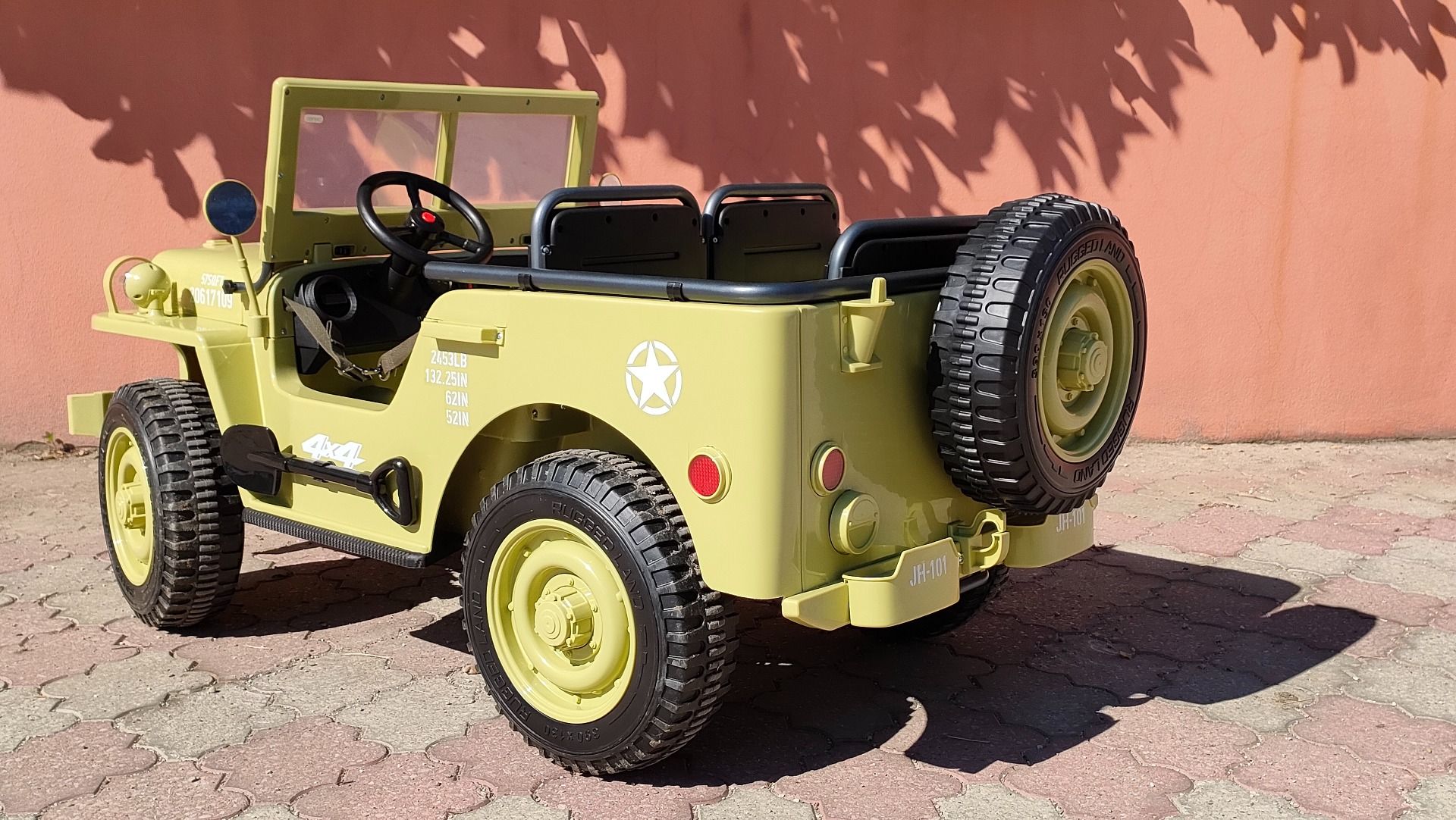 4x4 Voiture électrique enfant 12V 3 places USA ARMY, avec télécommande 2,4 GHz, Batterie 12V14AH, 4 x 4 lecteur