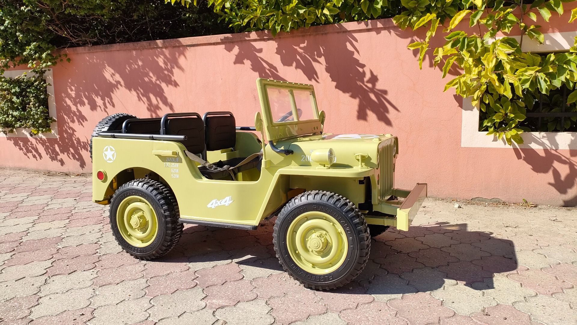 4x4 Voiture électrique enfant 12V 3 places USA ARMY, avec télécommande 2,4 GHz, Batterie 12V14AH, 4 x 4 lecteur